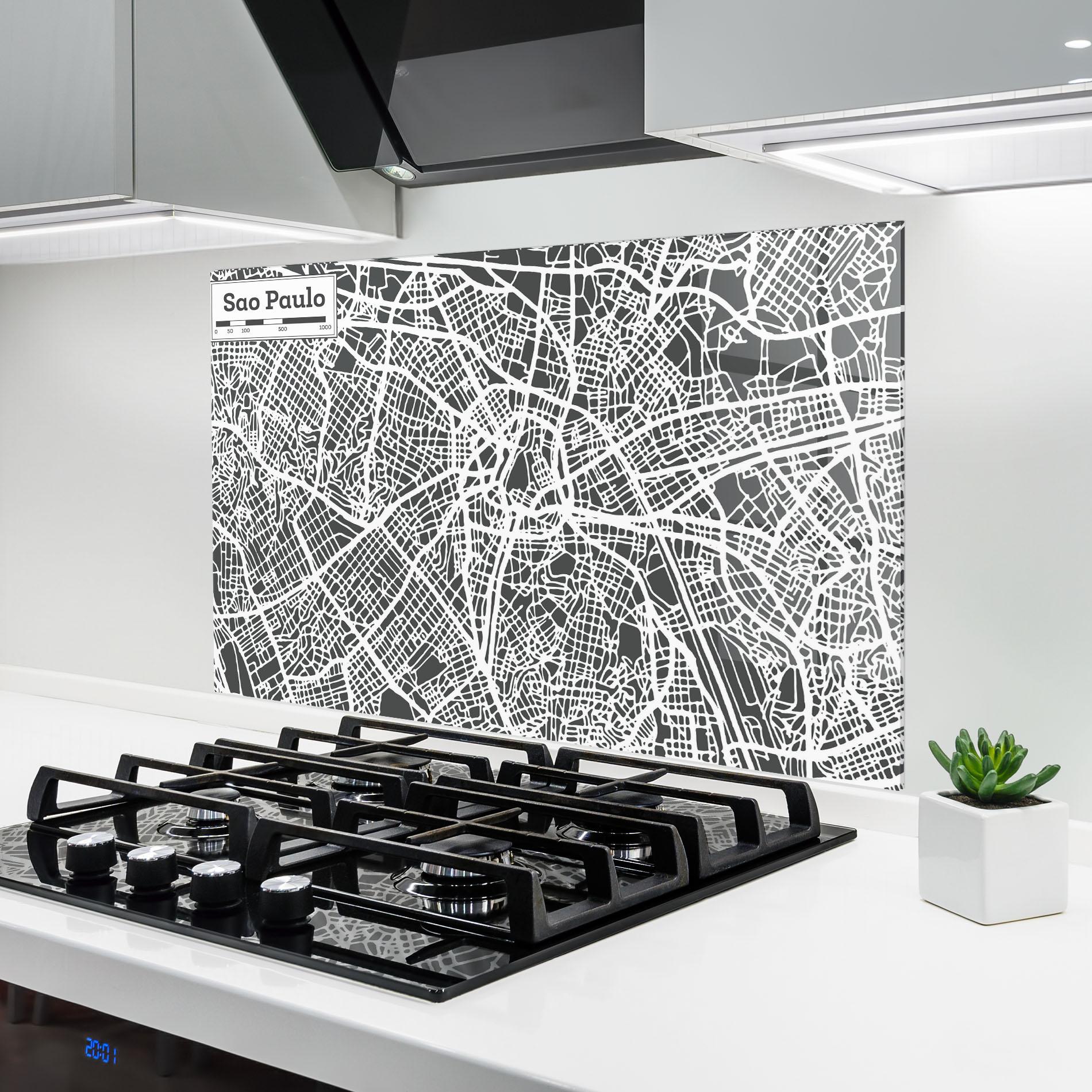 Küchenrückwand Glas Sao Paulo Map mockup 6