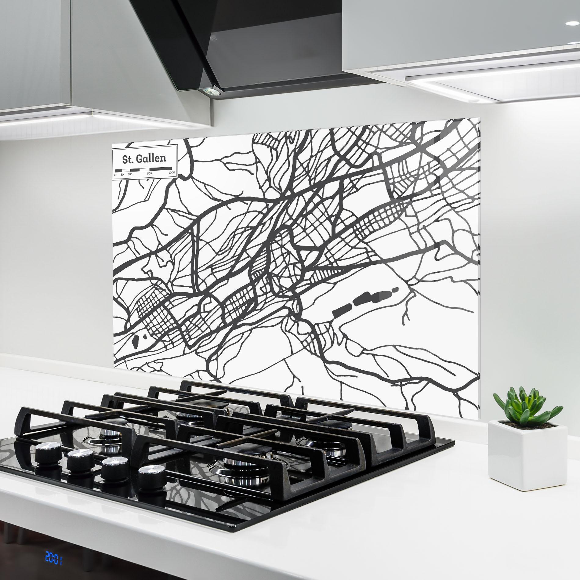 Küchenrückwand Glas St Gallen Map mockup 6