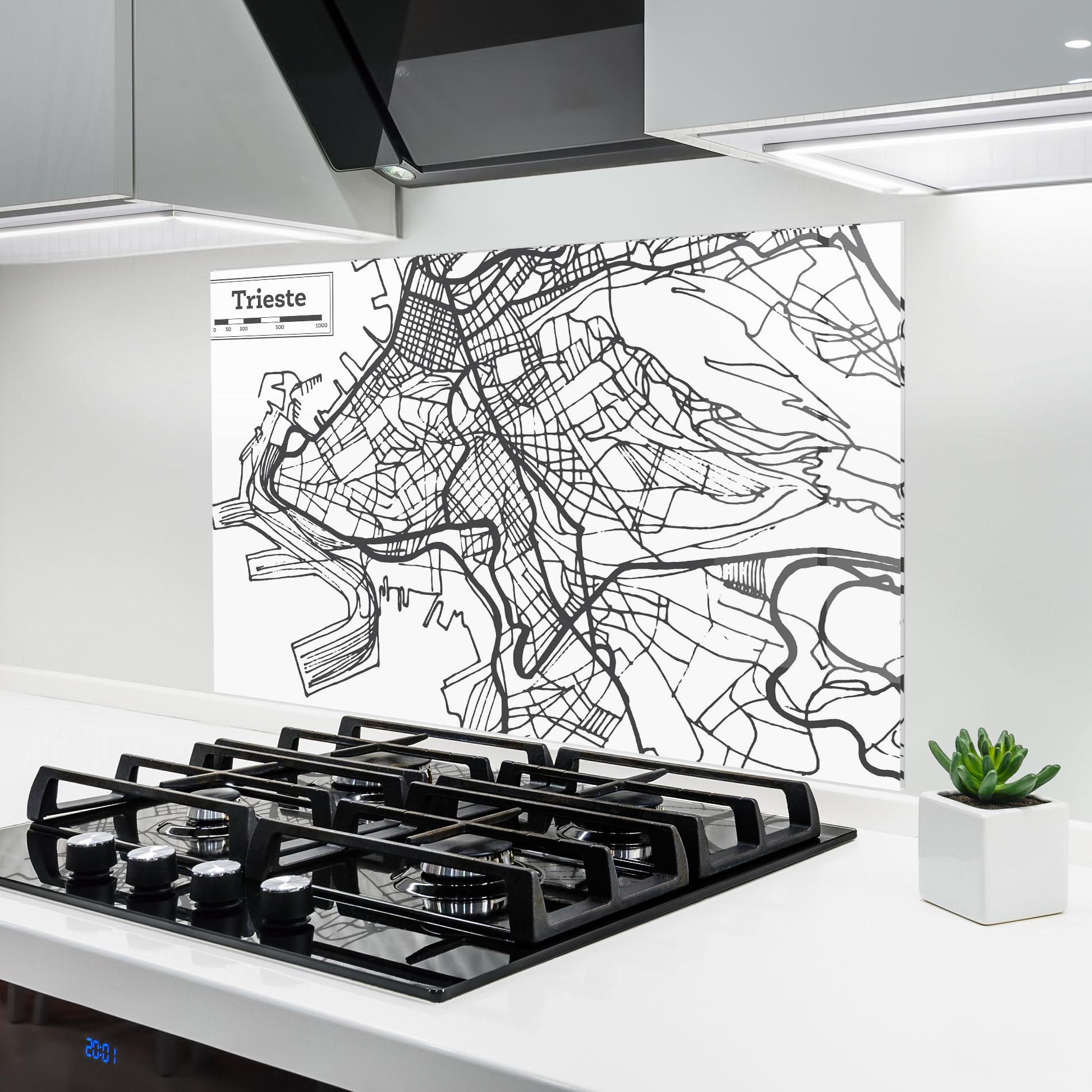 Küchenrückwand Glas Trieste Map mockup 6