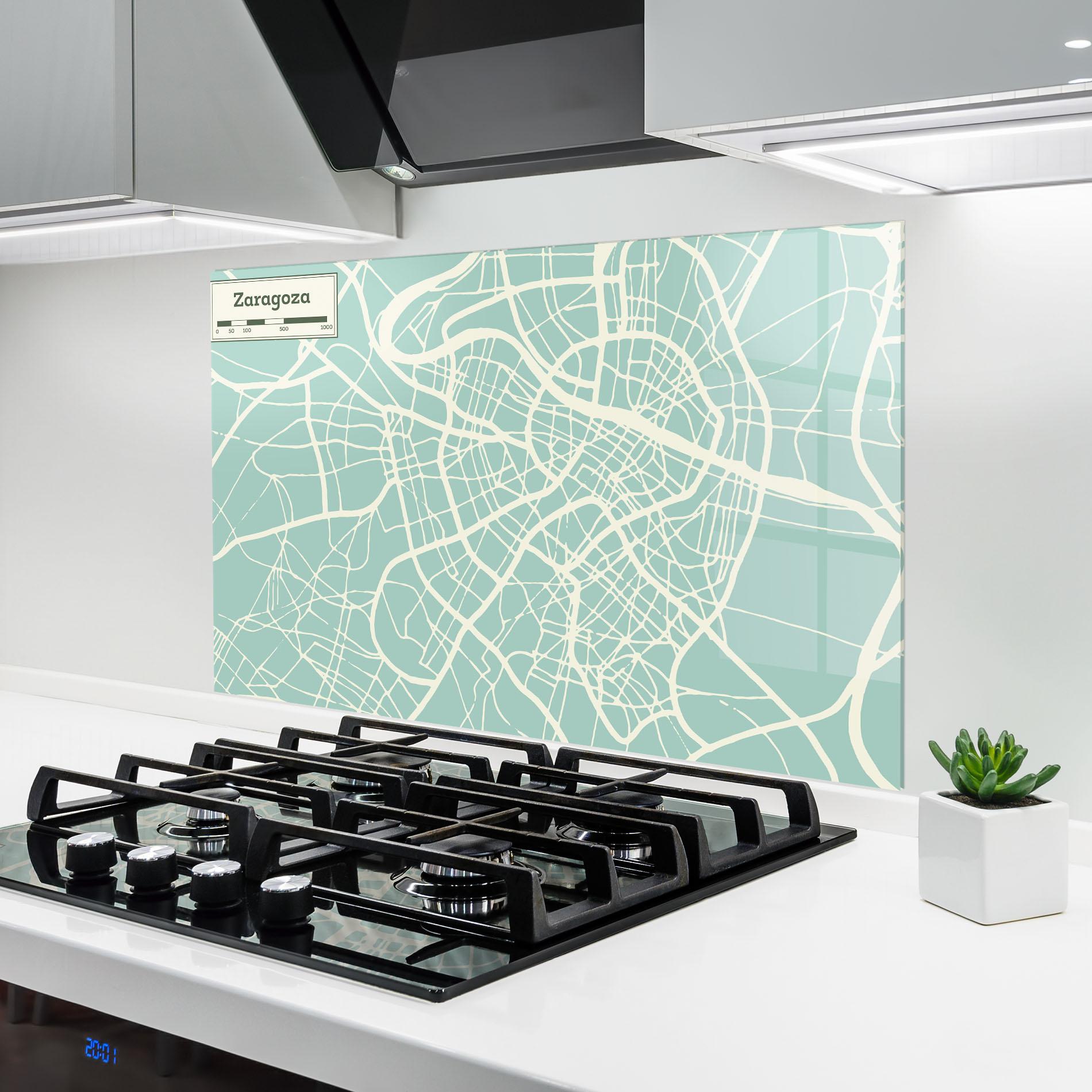 Küchenrückwand Glas Zaragoza Map mockup 6