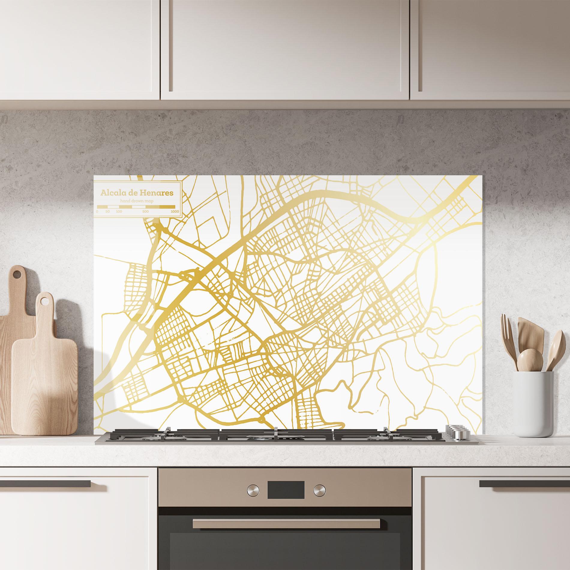 Küchenrückwand Glas Alcala De Henares Map mockup 7