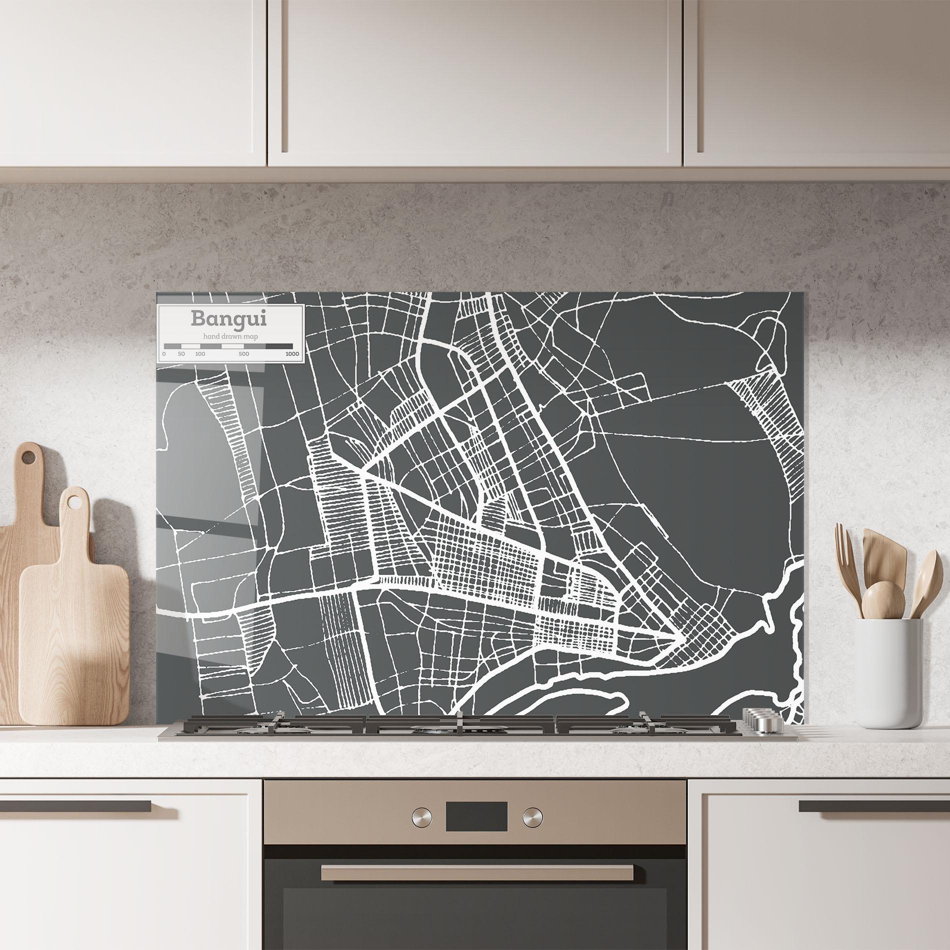 Küchenrückwand Glas Bangui Map mockup 7