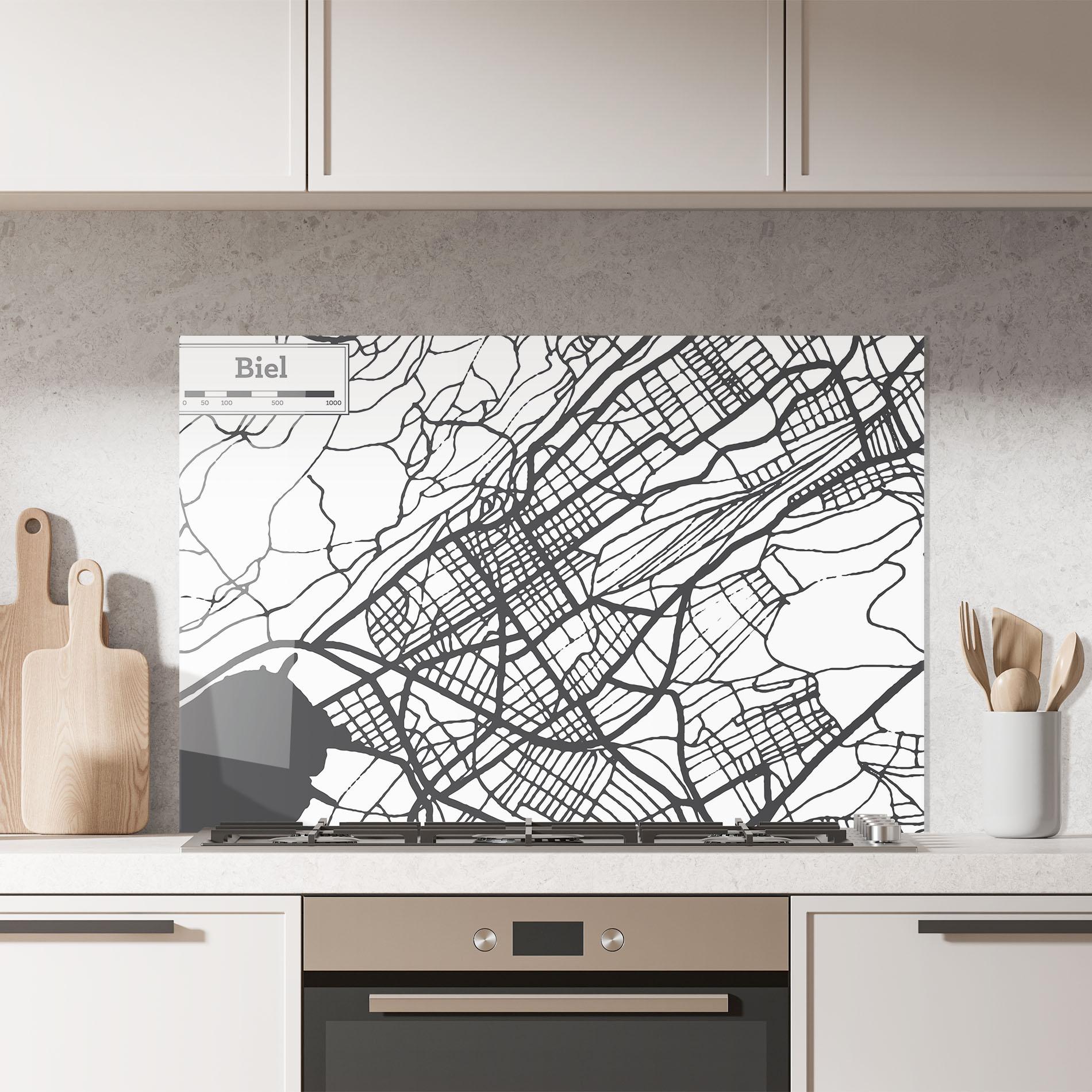 Küchenrückwand Glas Biel Map mockup 7
