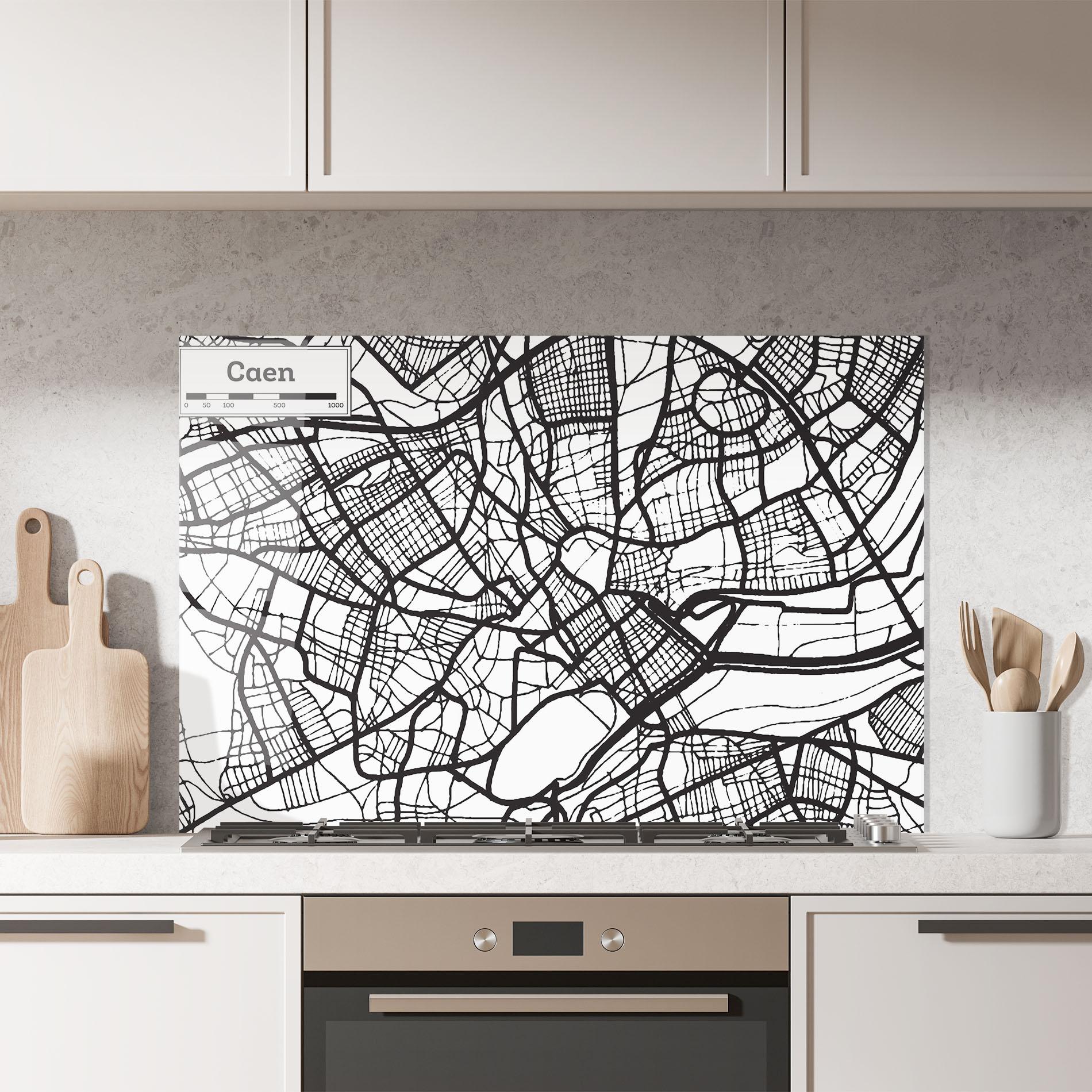 Küchenrückwand Glas Caen Map mockup 7