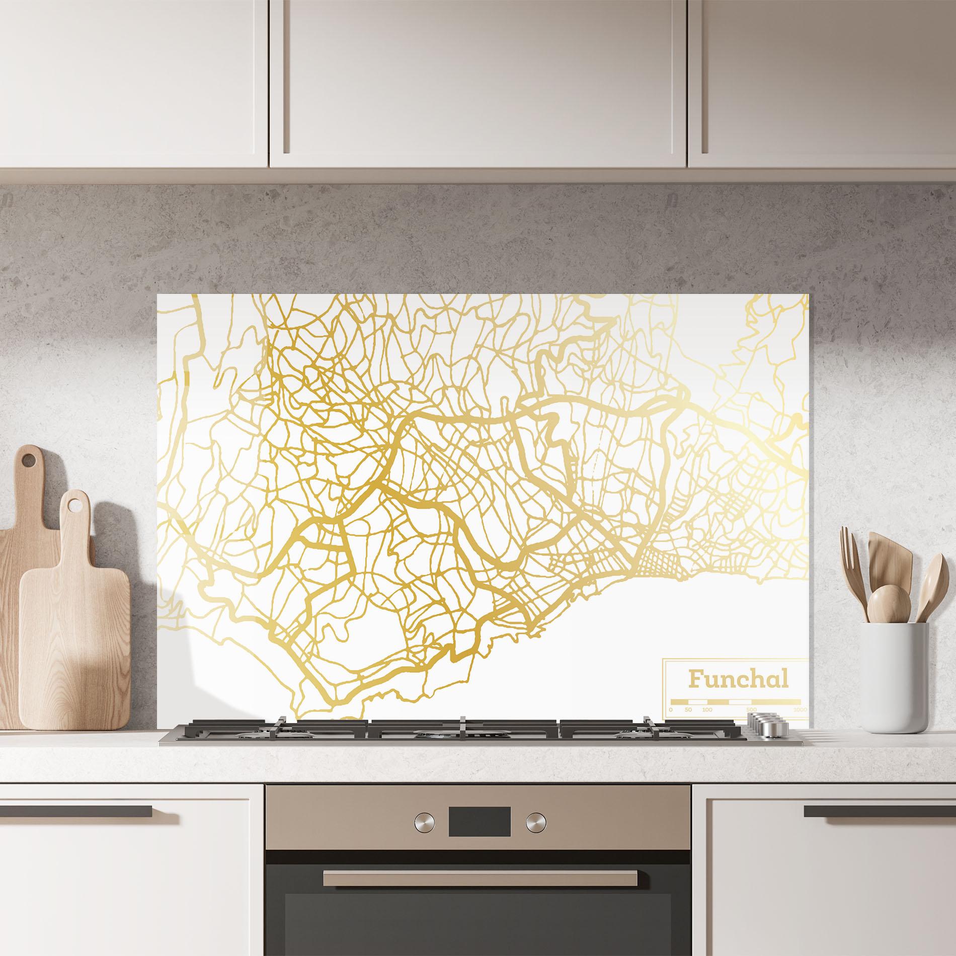 Küchenrückwand Glas Funchal Gold Map mockup 7