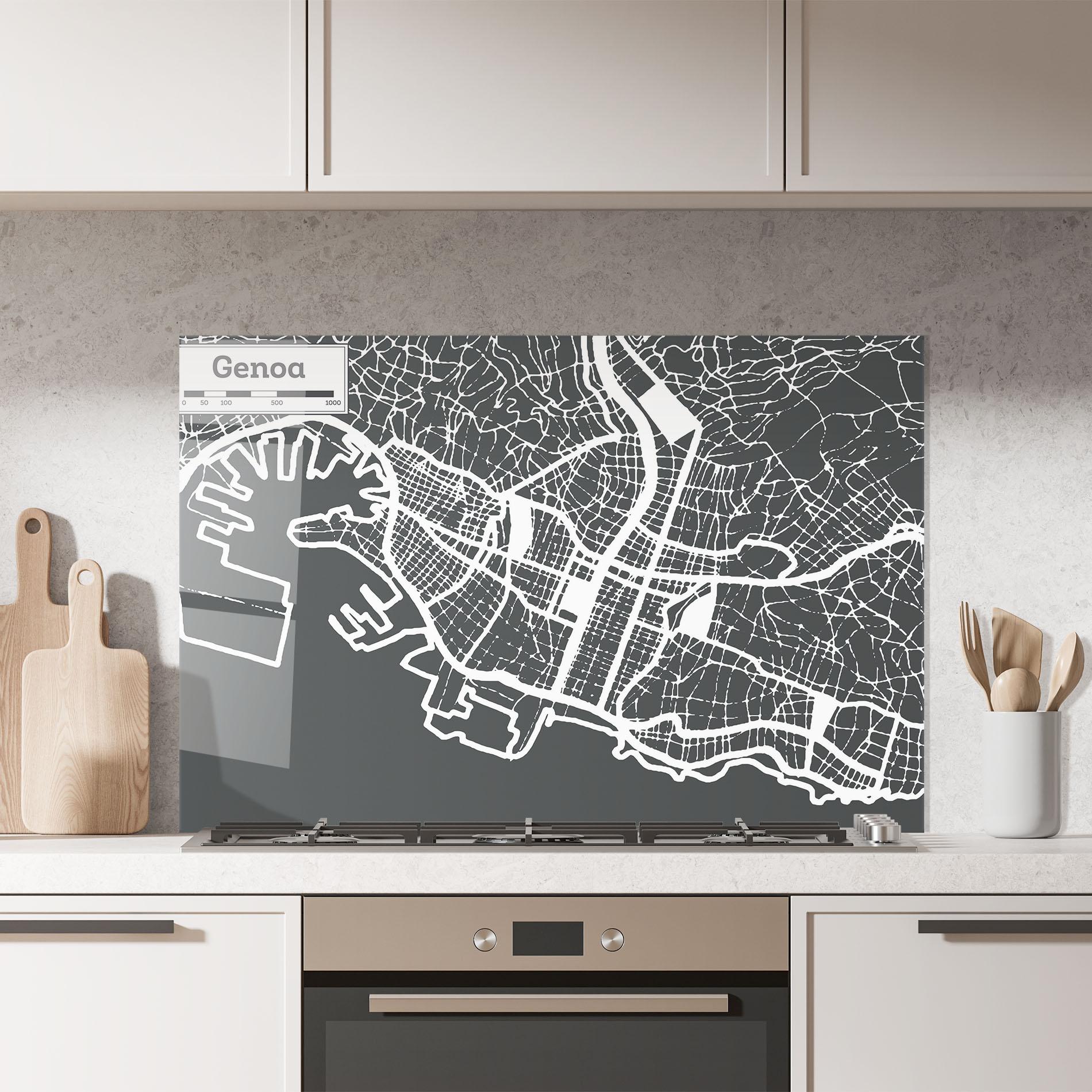 Küchenrückwand Glas Genoa Map mockup 7