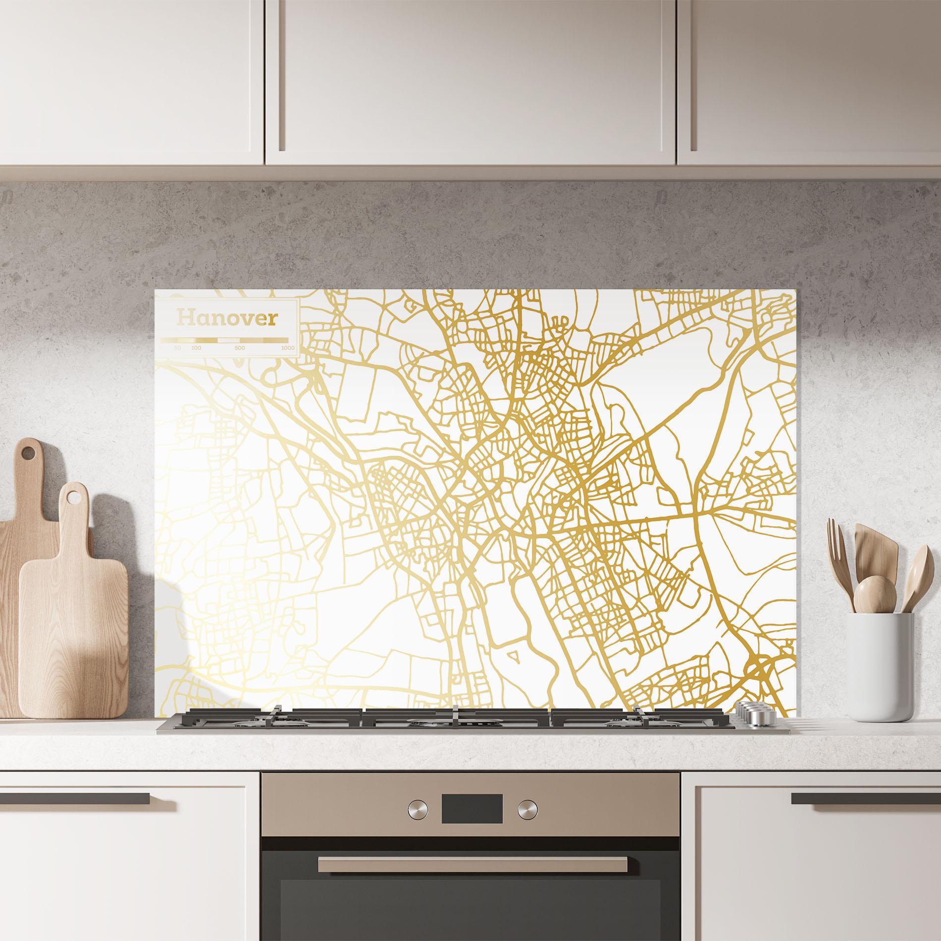 Küchenrückwand Glas Hanover Gold Map mockup 7