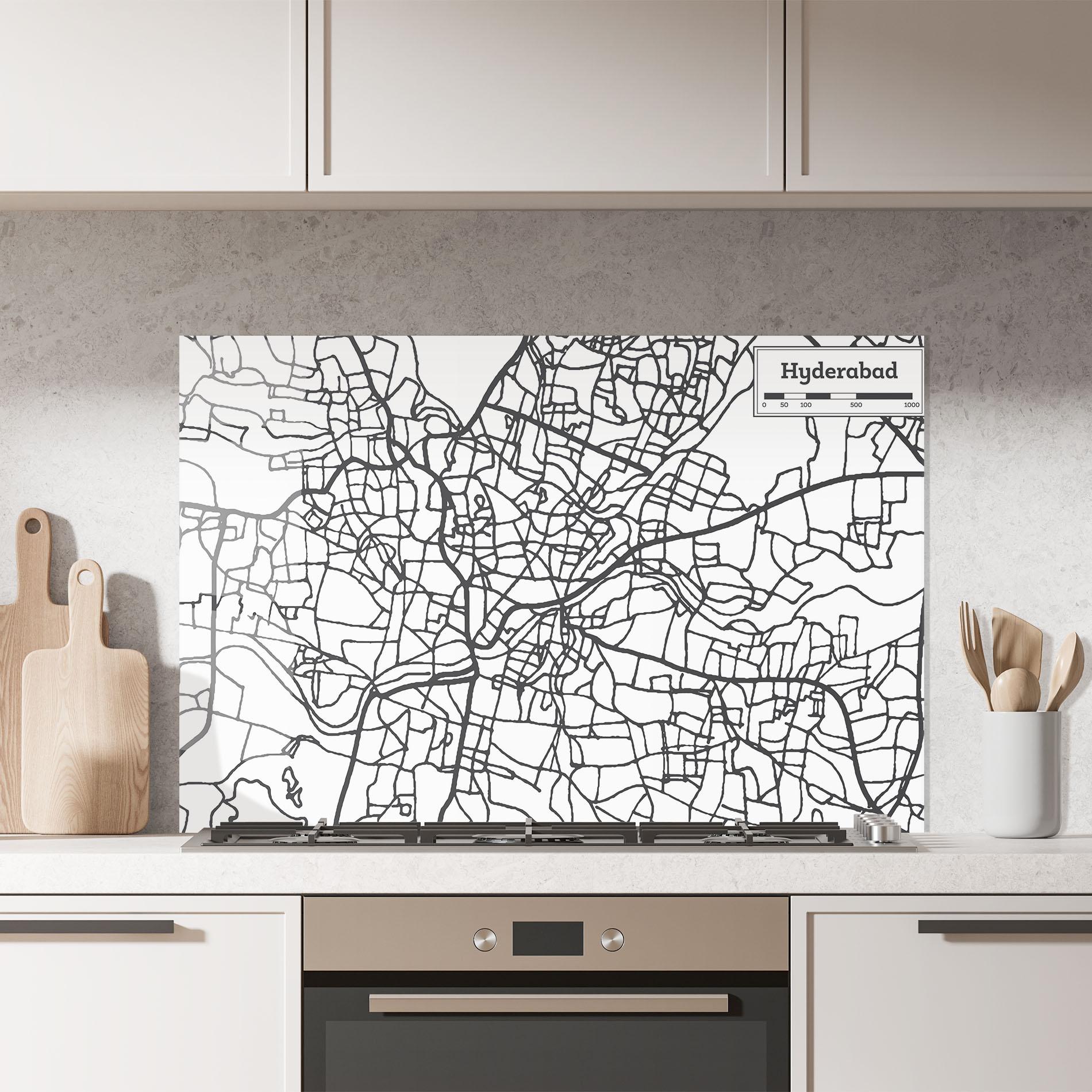 Küchenrückwand Glas Hyderabad Map mockup 7