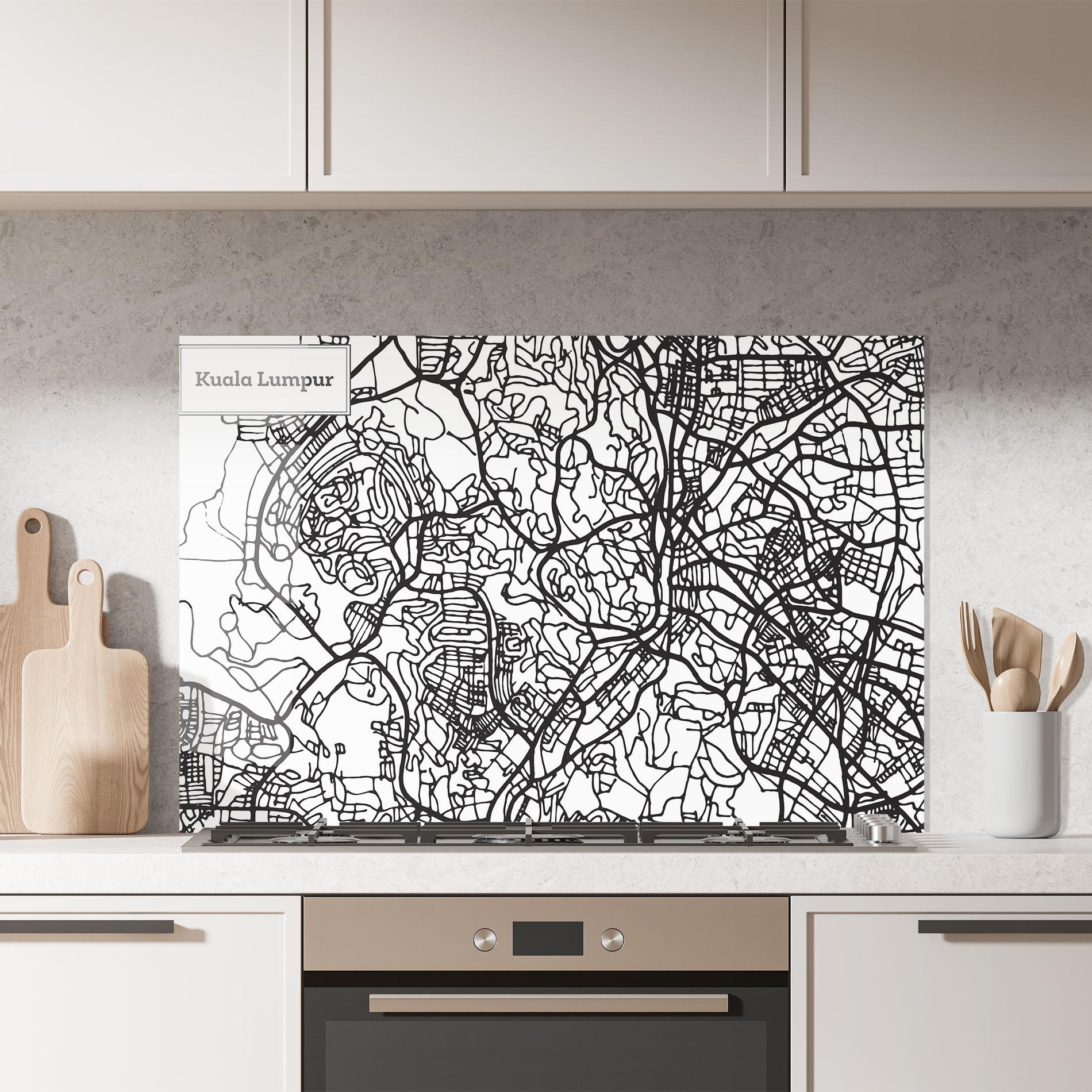 Küchenrückwand Glas Kuala Lumpur Map mockup 7