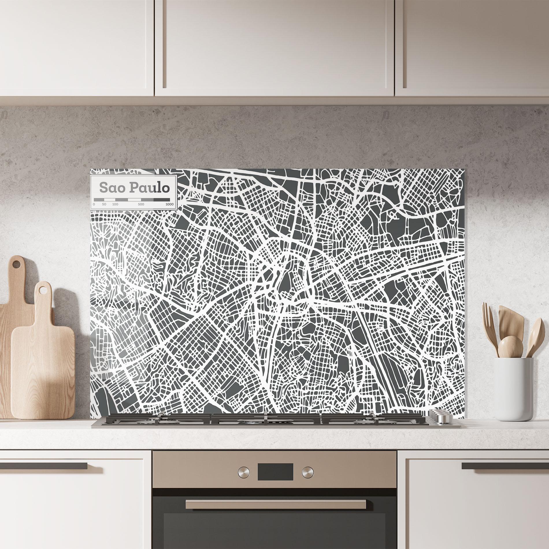 Küchenrückwand Glas Sao Paulo Map mockup 7