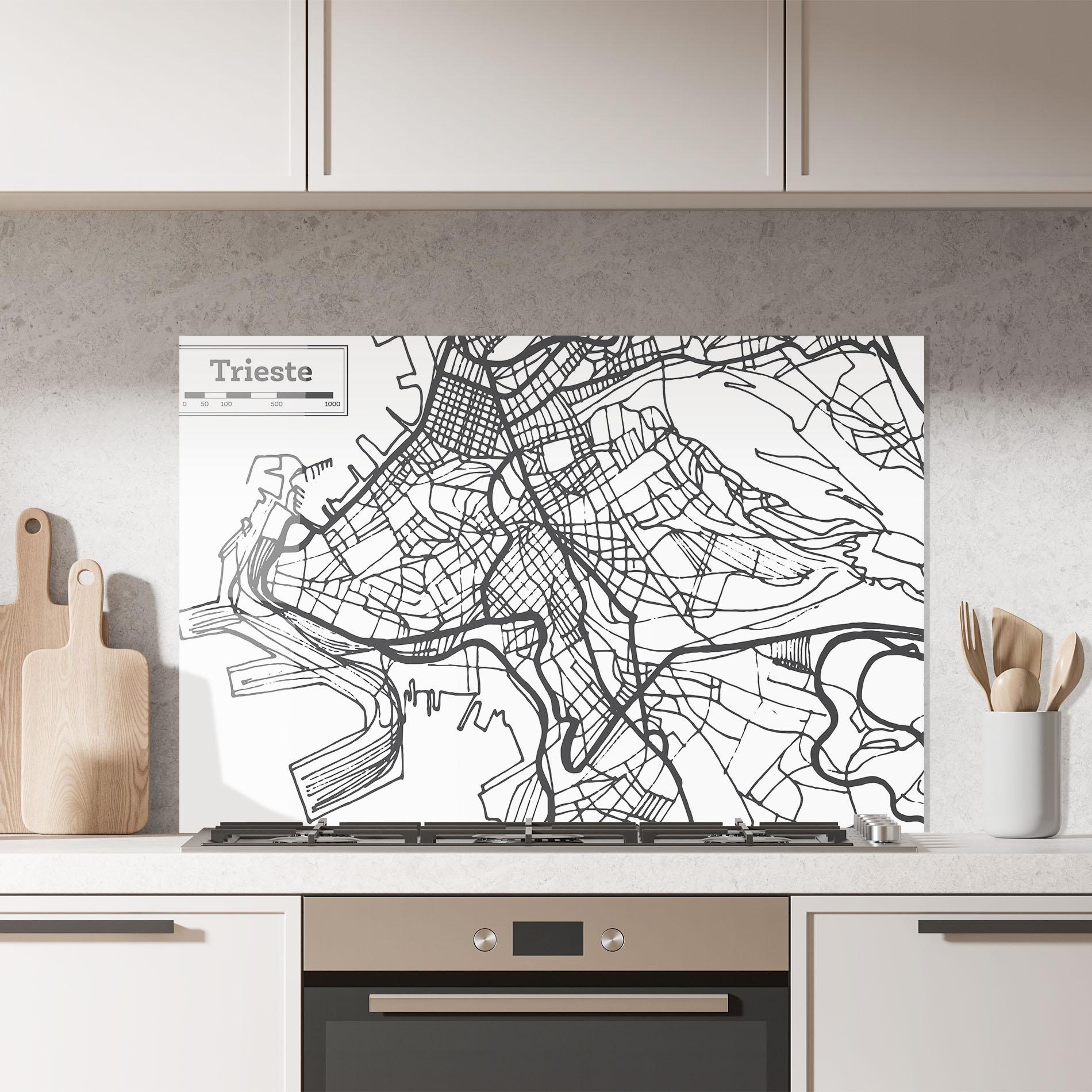 Küchenrückwand Glas Trieste Map mockup 7