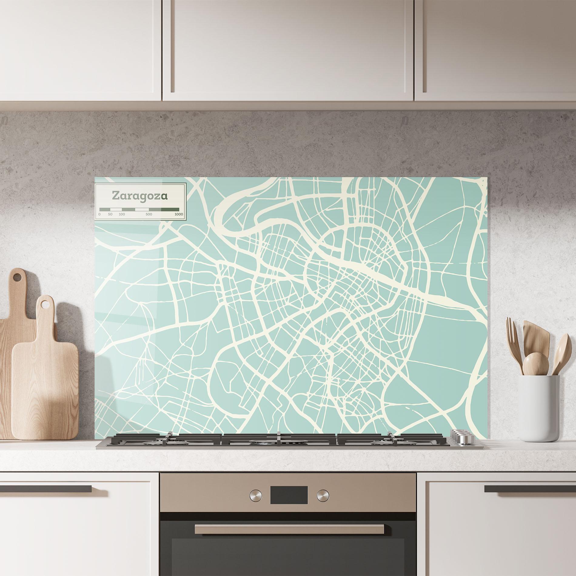 Küchenrückwand Glas Zaragoza Map mockup 7
