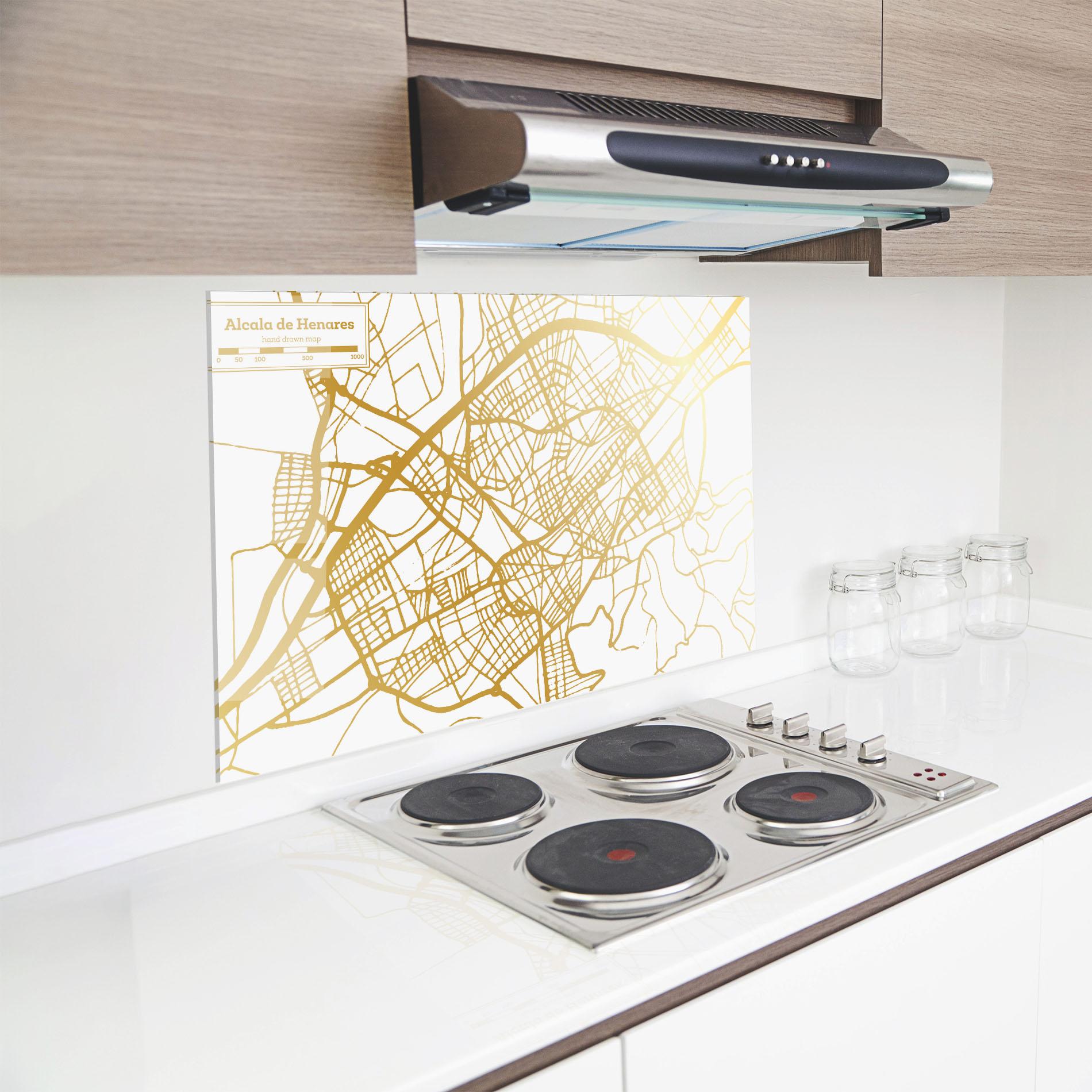 Küchenrückwand Glas Alcala De Henares Map mockup 8