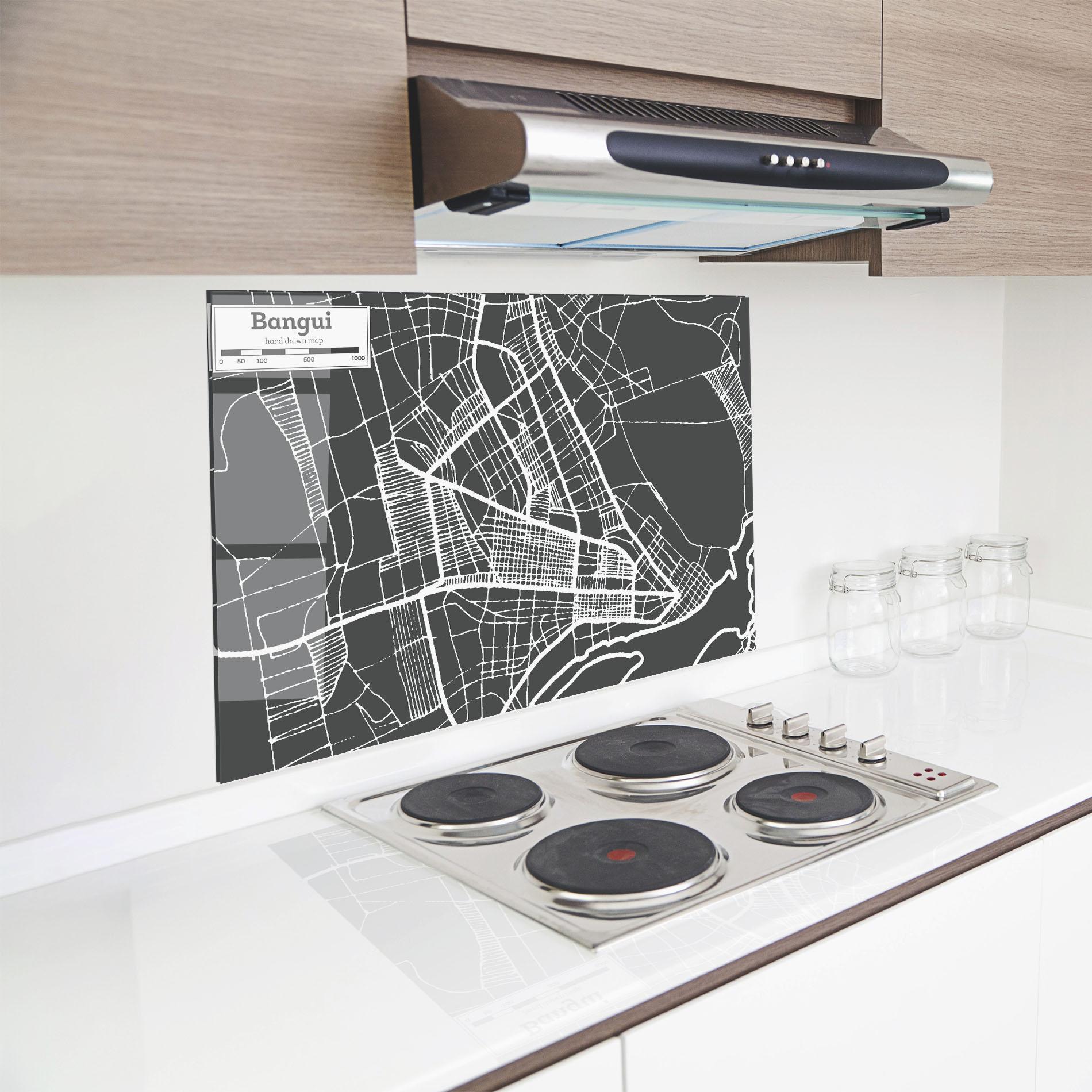 Küchenrückwand Glas Bangui Map mockup 8