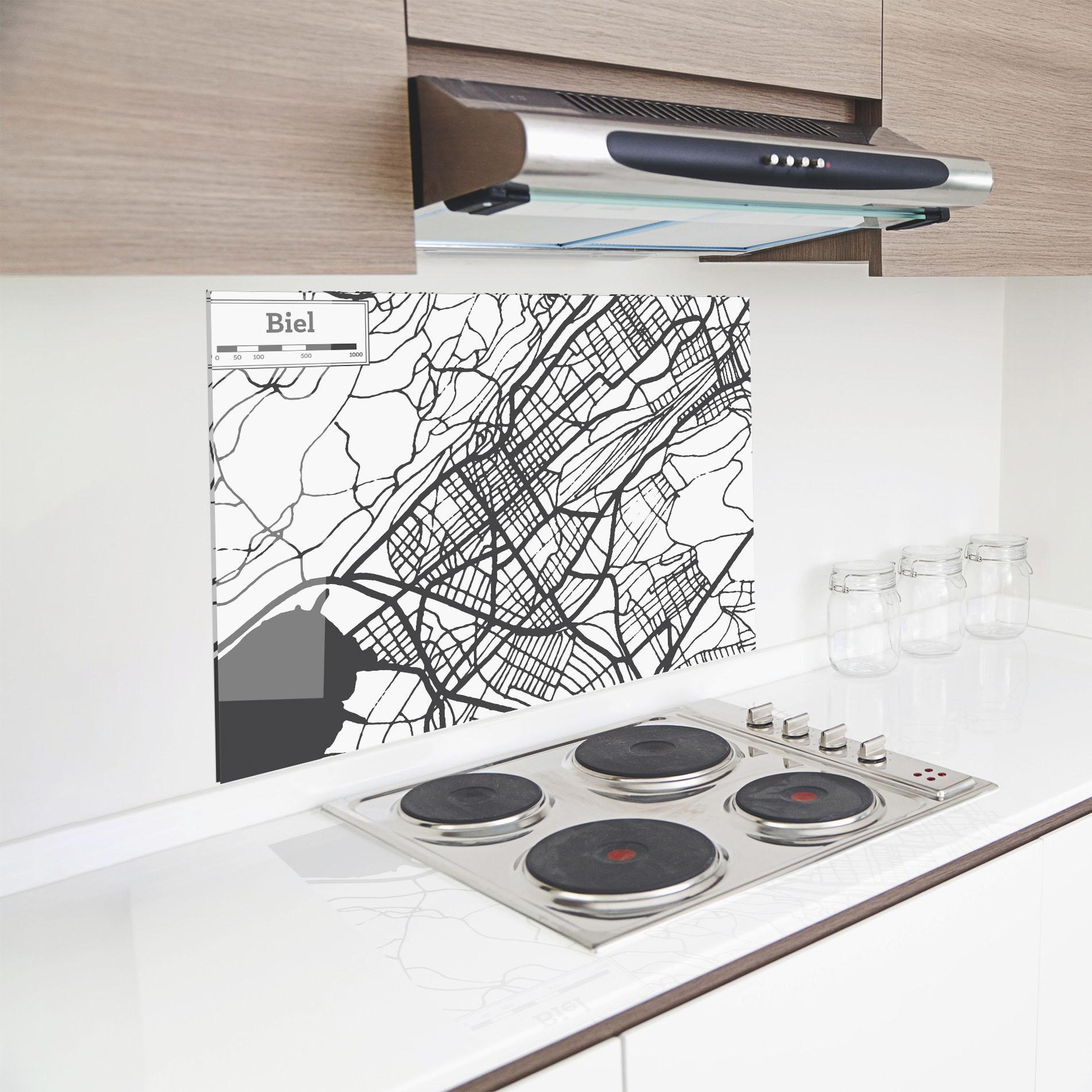 Küchenrückwand Glas Biel Map mockup 8