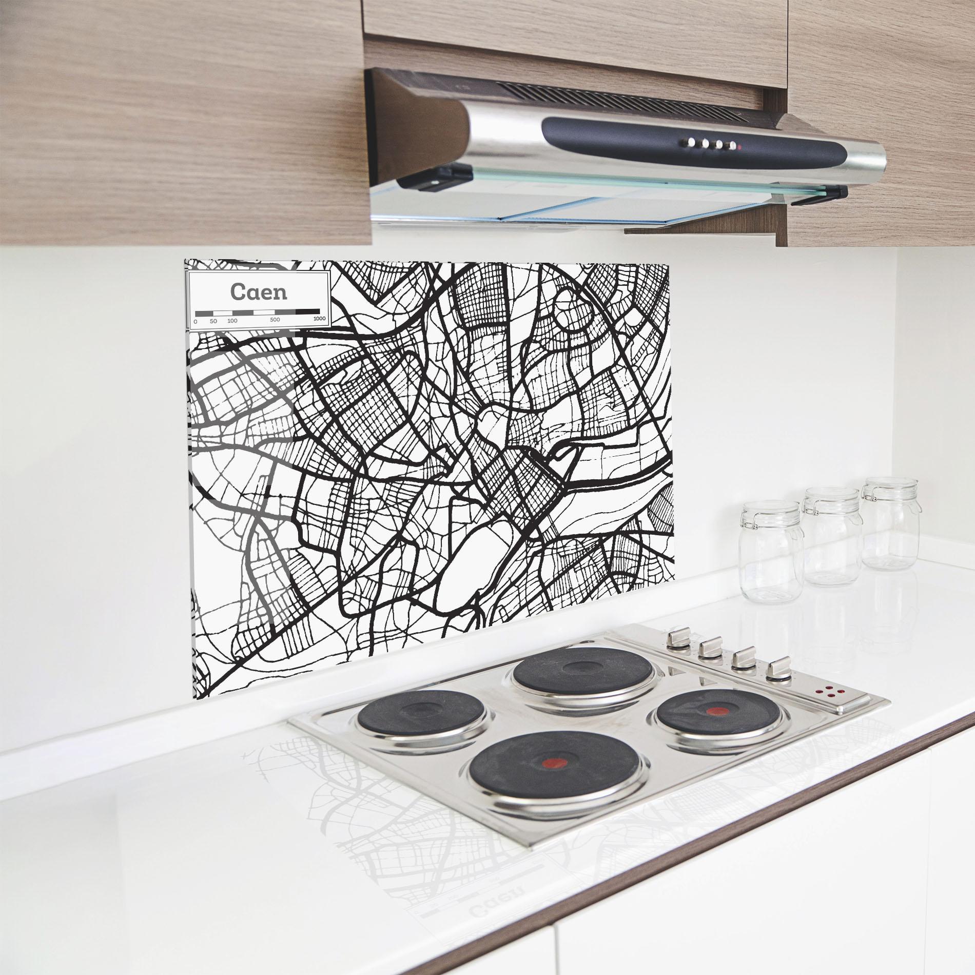 Küchenrückwand Glas Caen Map mockup 8