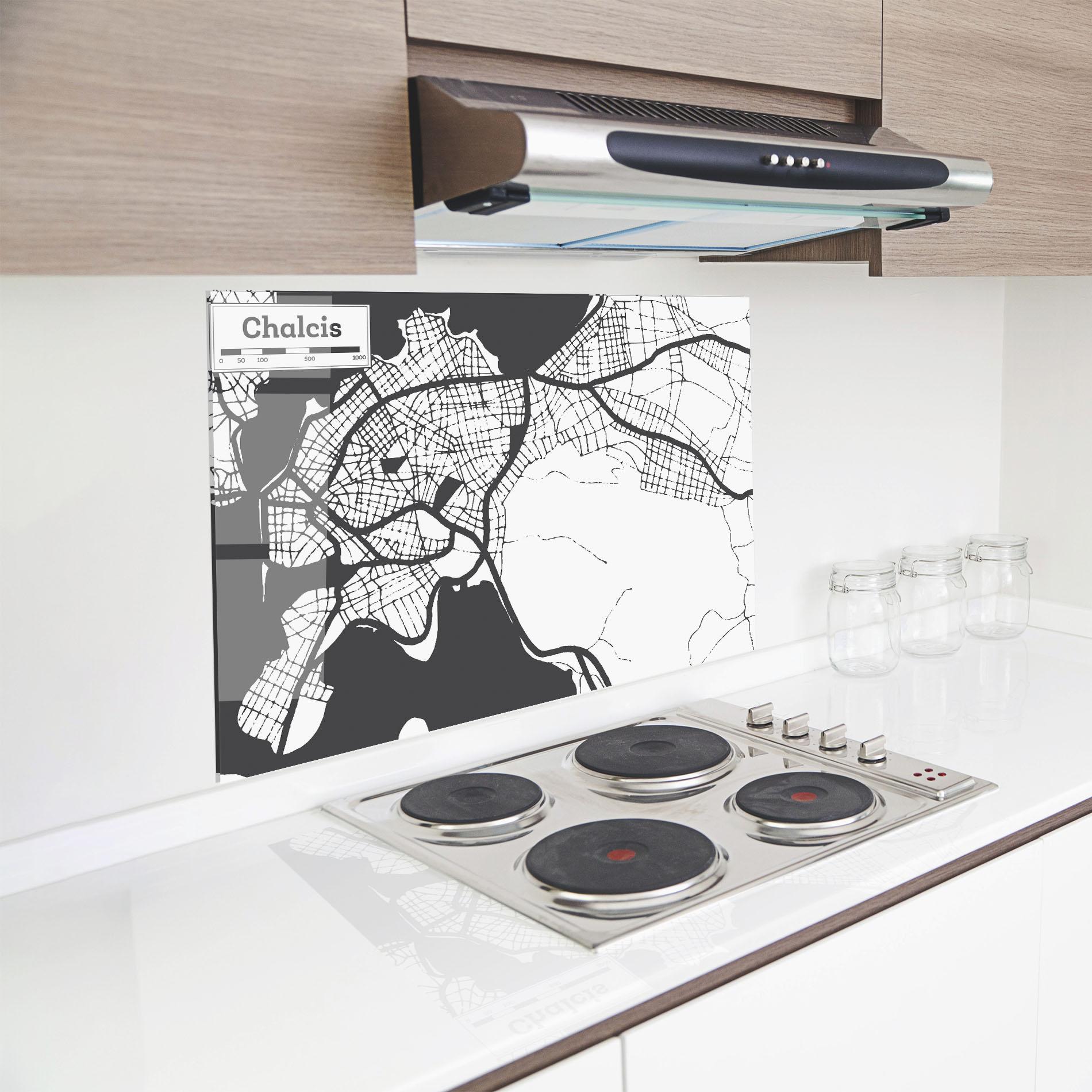 Küchenrückwand Glas Chalcis Map mockup 8
