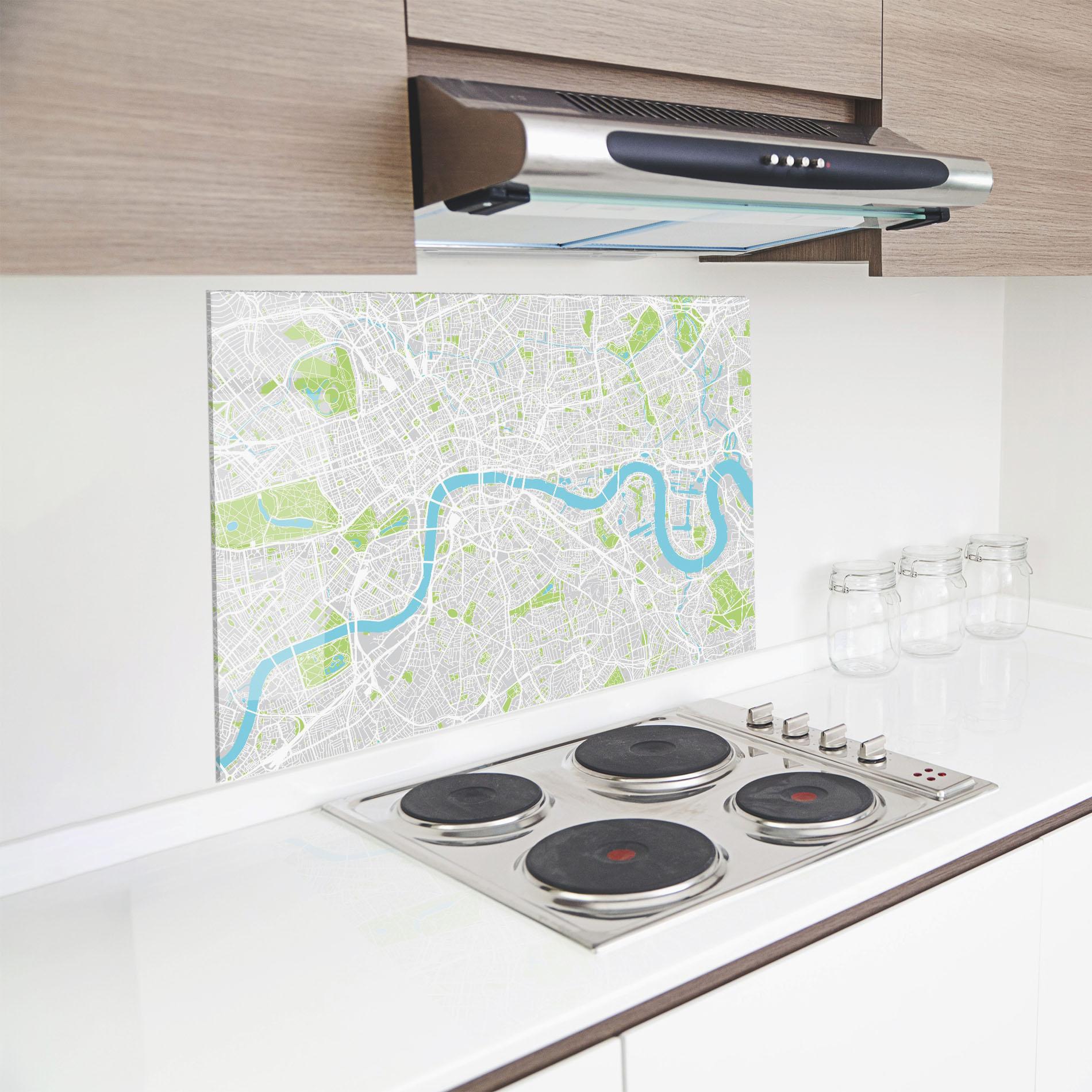 Küchenrückwand Glas City Color Map mockup 8