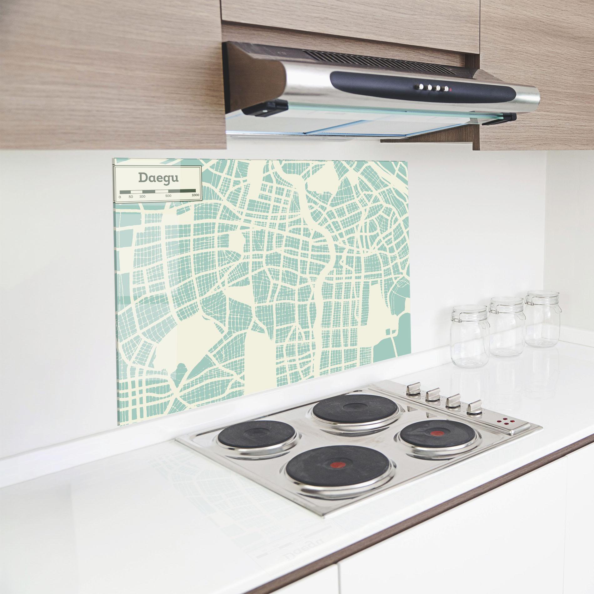 Küchenrückwand Glas Daegu Map mockup 8