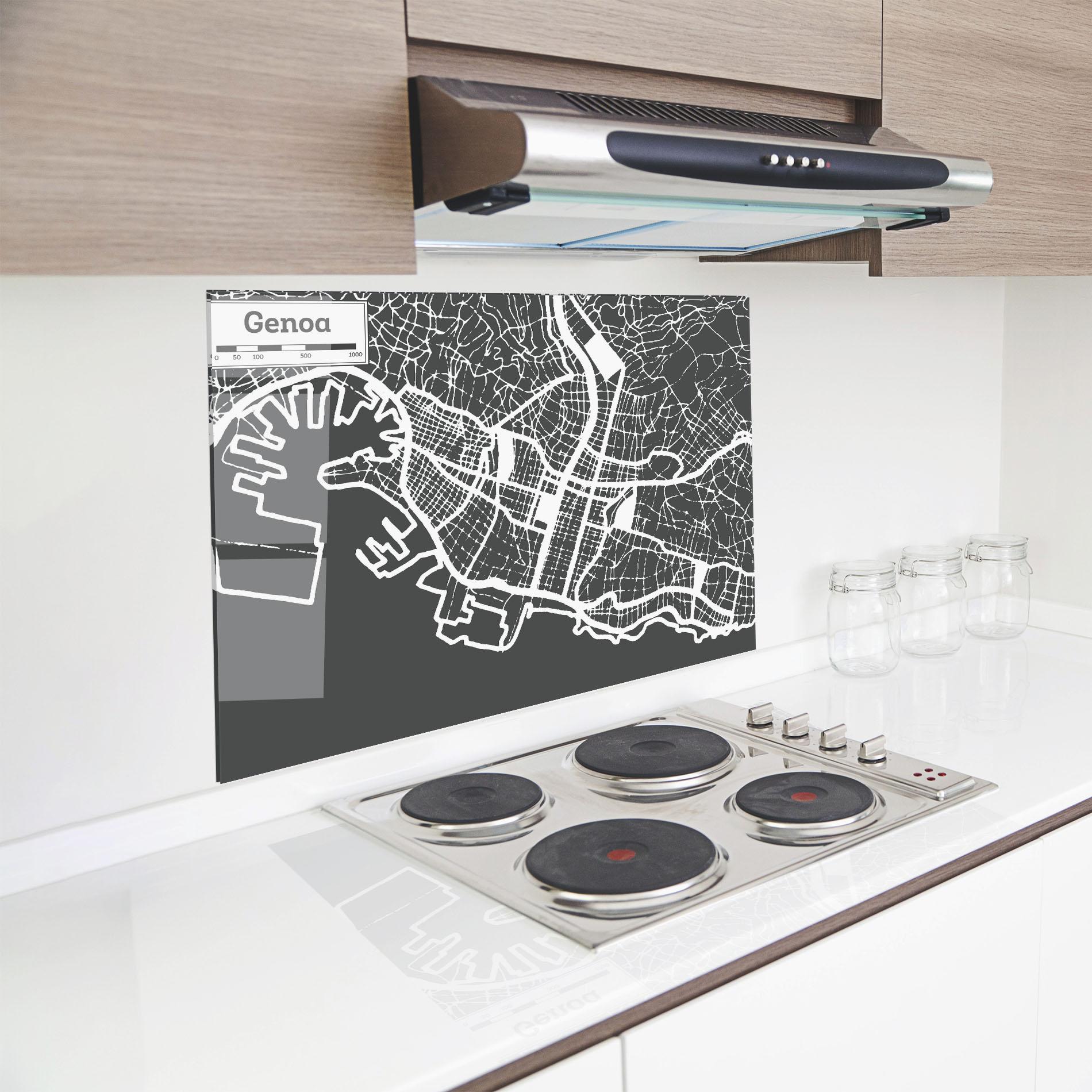 Küchenrückwand Glas Genoa Map mockup 8