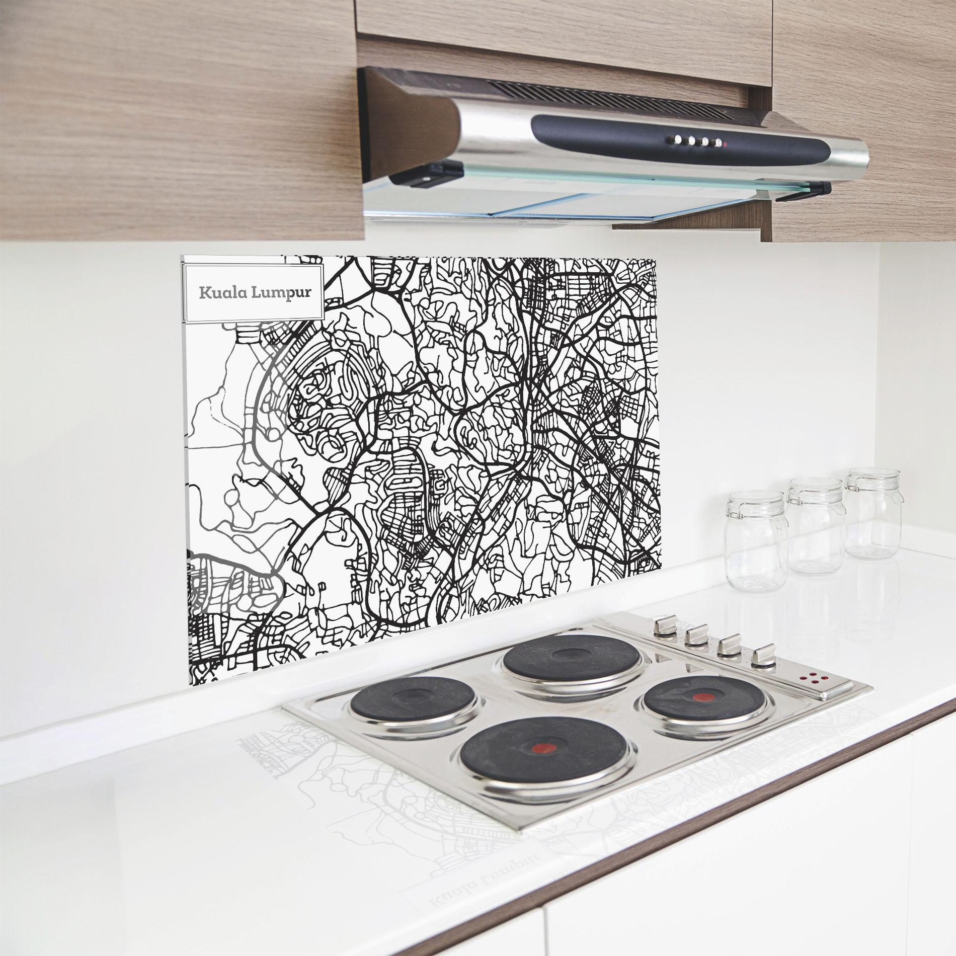 Küchenrückwand Glas Kuala Lumpur Map mockup 8