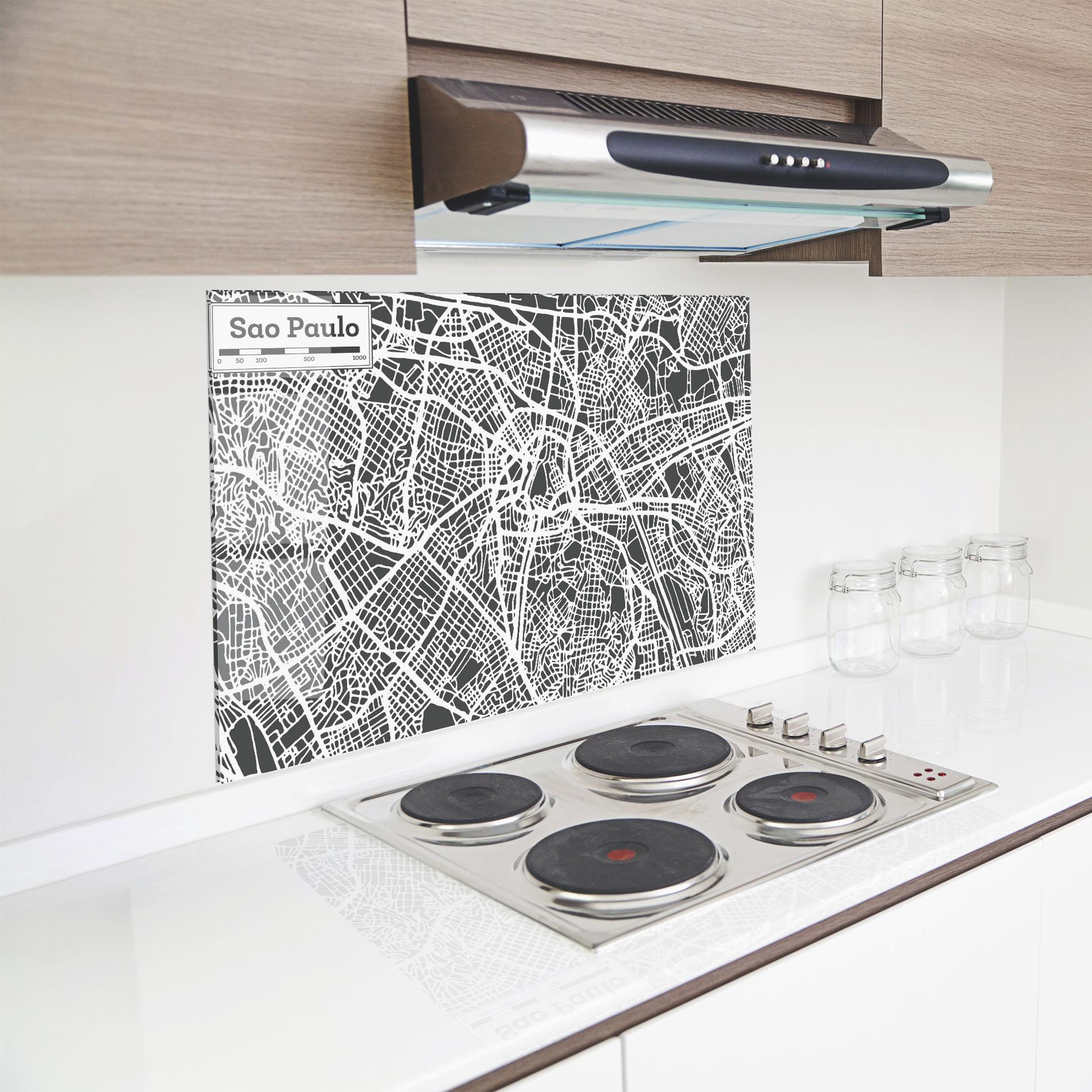 Küchenrückwand Glas Sao Paulo Map mockup 8