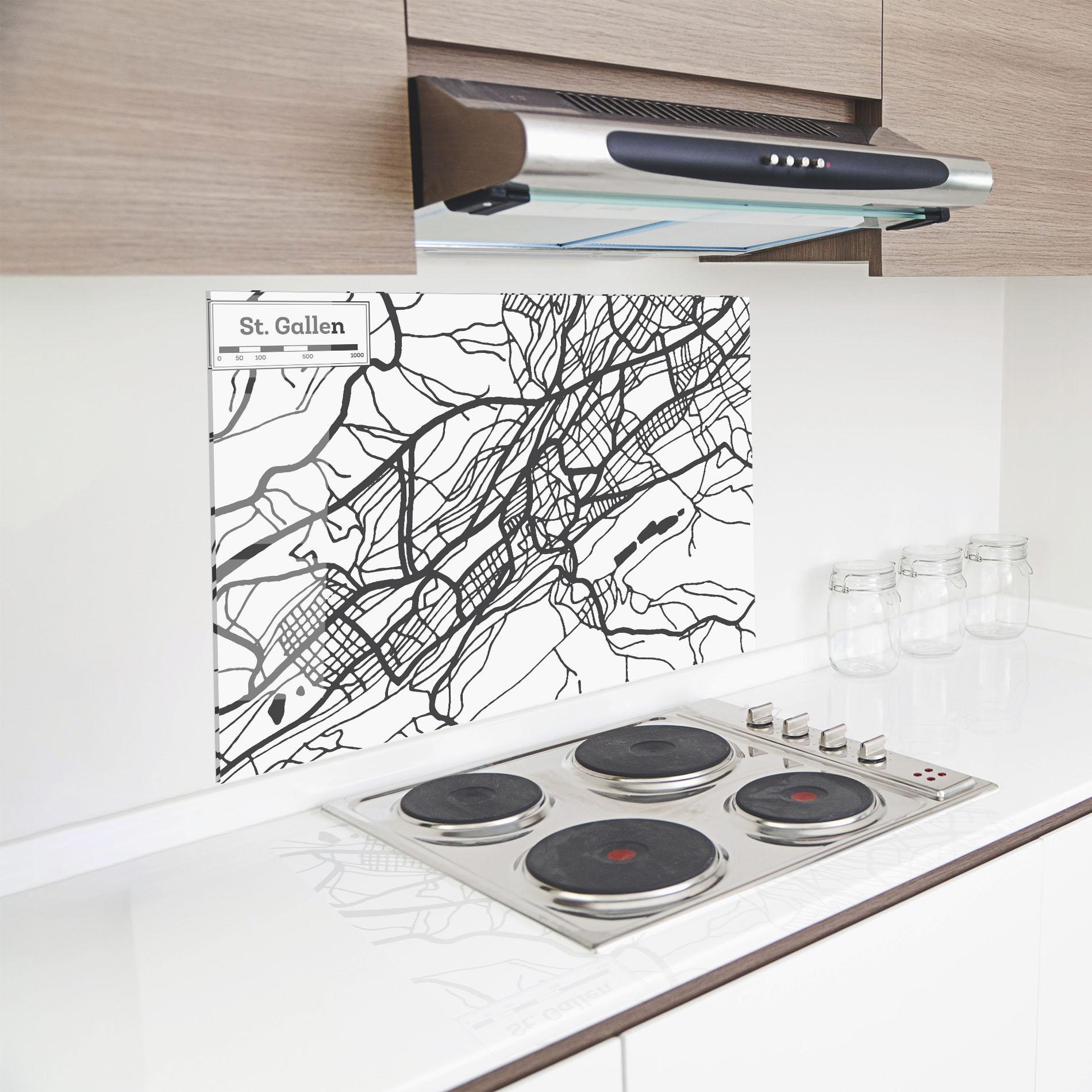 Küchenrückwand Glas St Gallen Map mockup 8