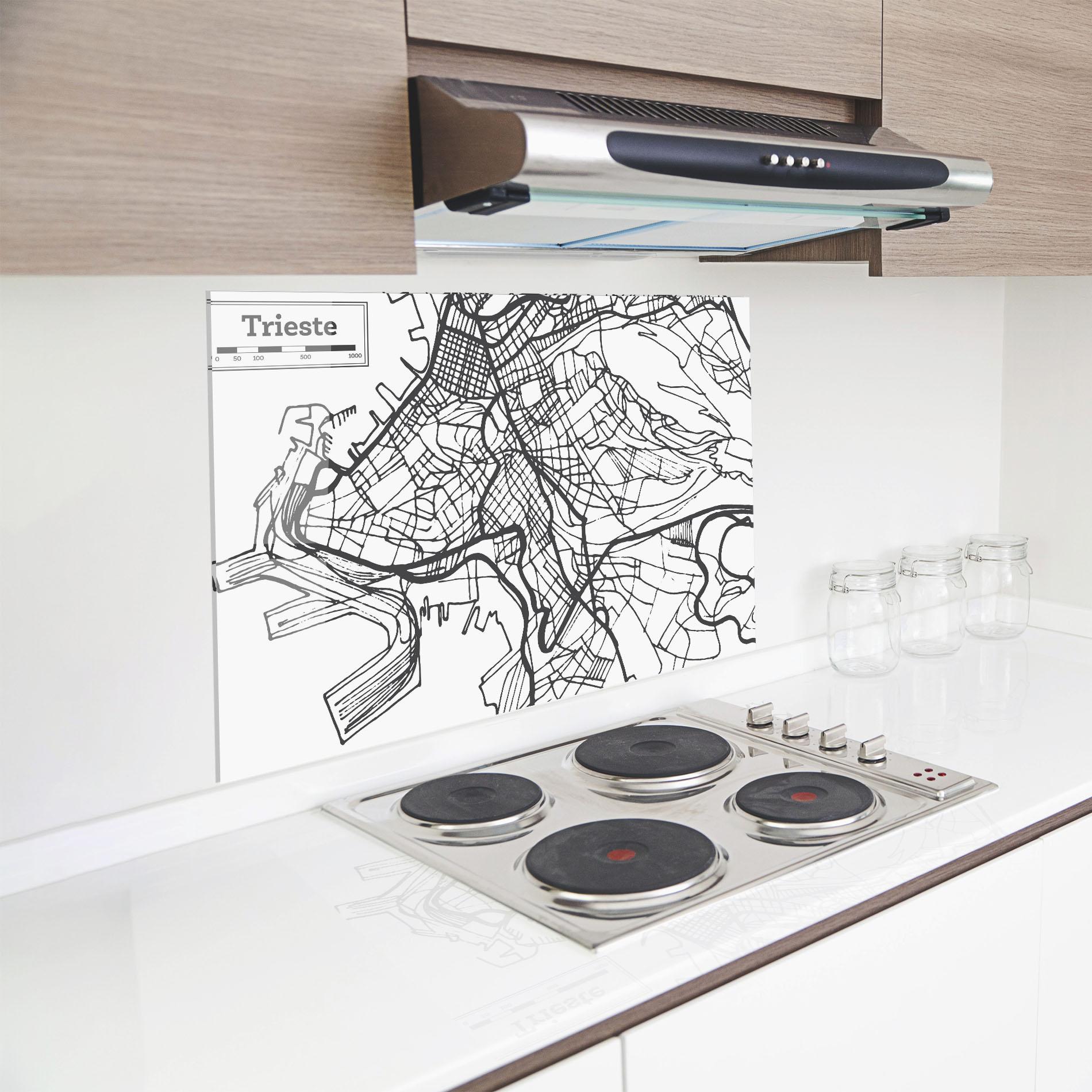 Küchenrückwand Glas Trieste Map mockup 8