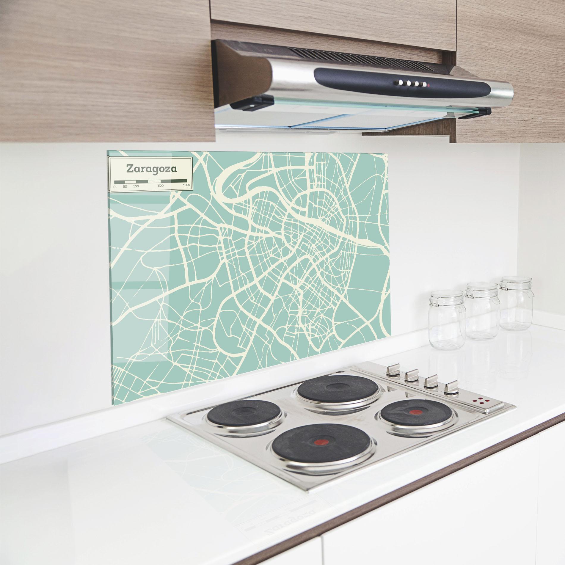 Küchenrückwand Glas Zaragoza Map mockup 8