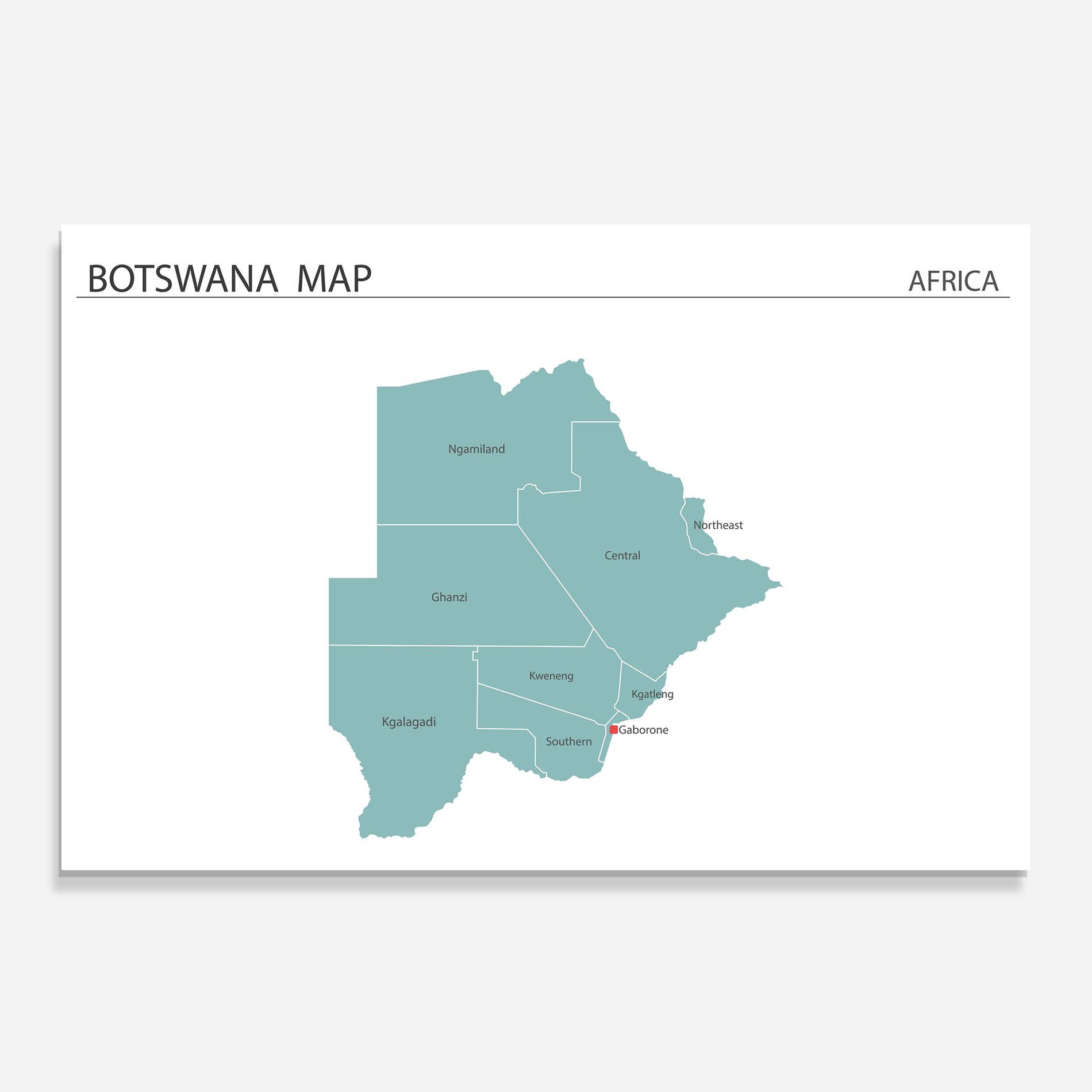 Küchenrückwand Glas Botswana Map mockup 0