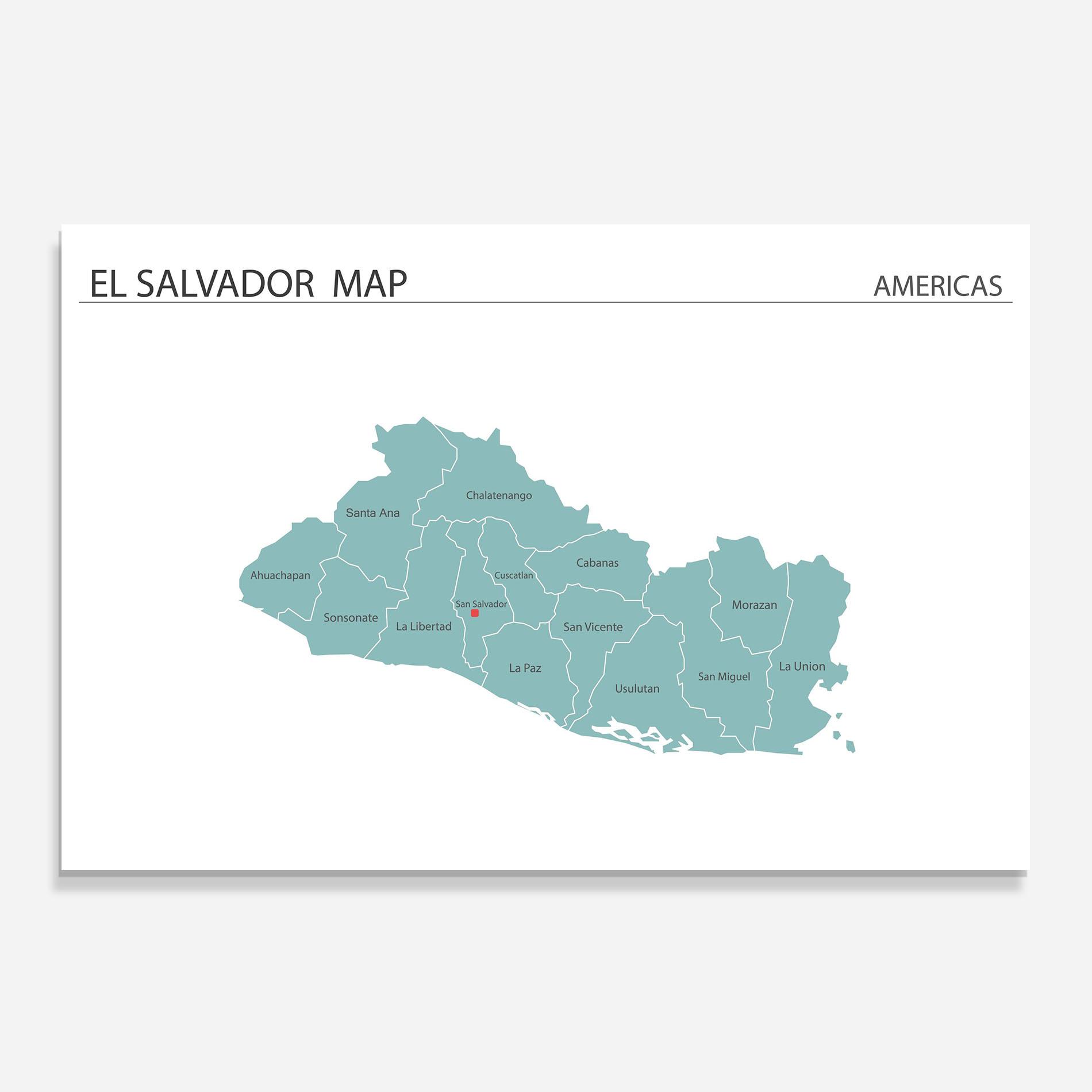 Küchenrückwand Glas El Salvador Map mockup 0