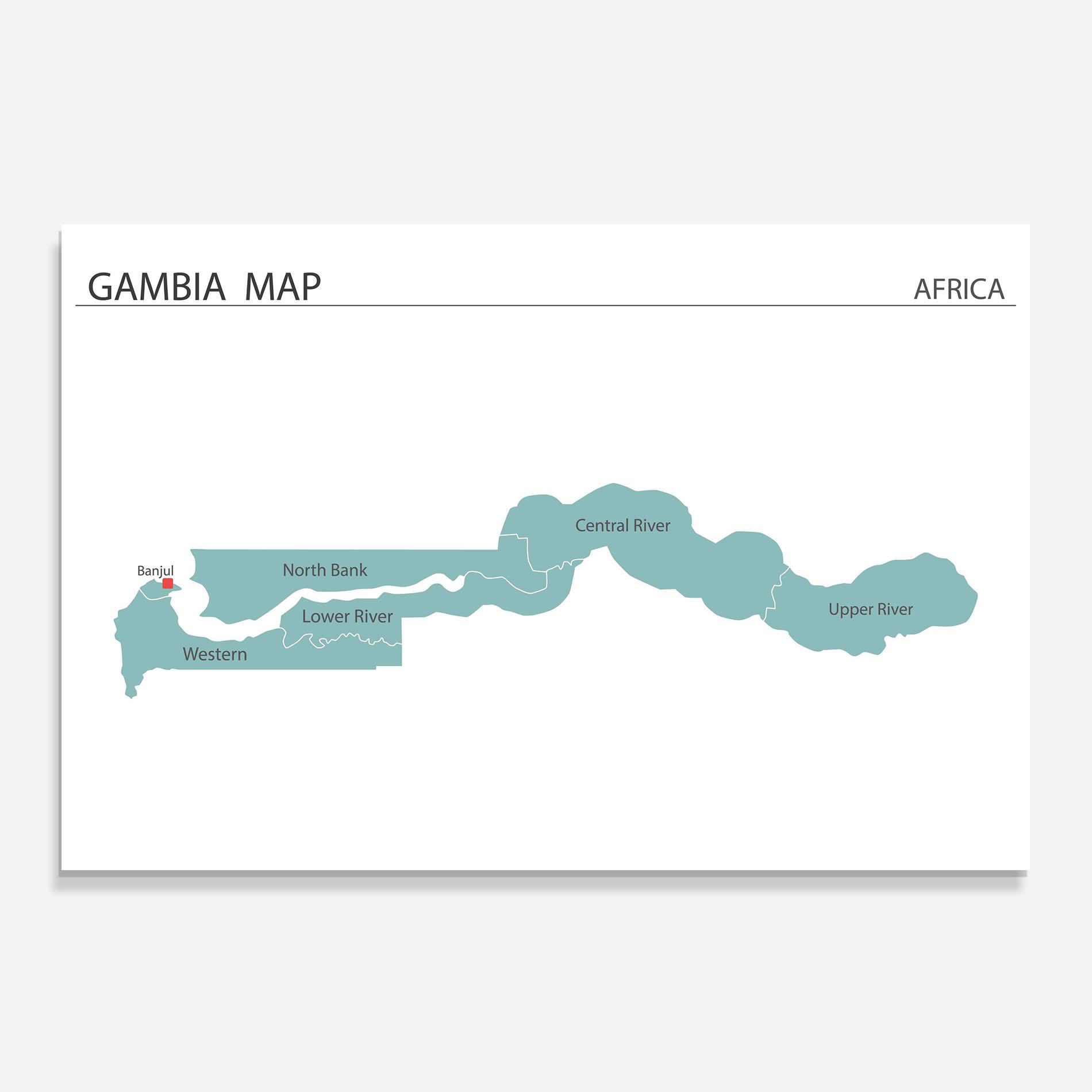 Küchenrückwand Glas Gambia Map mockup 0