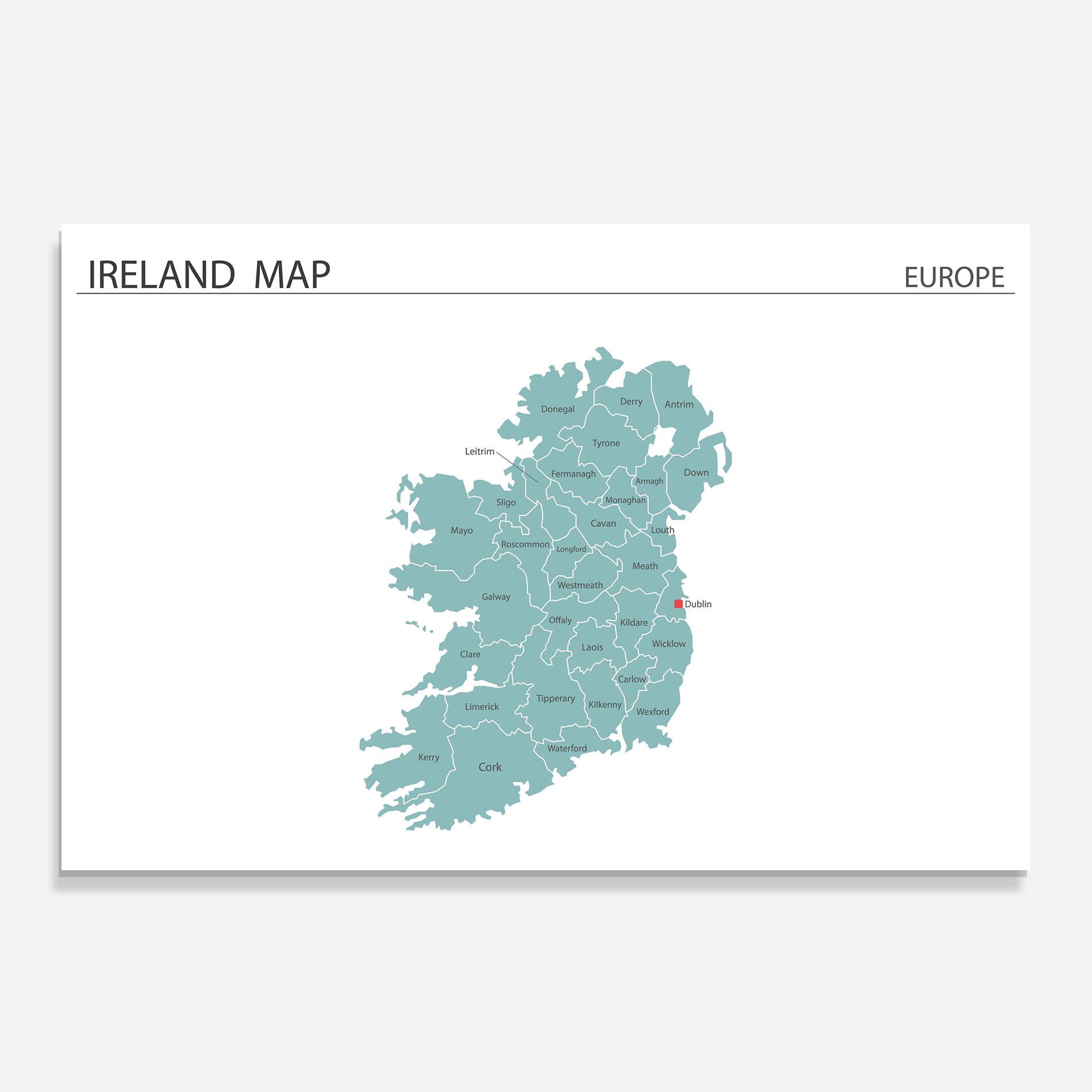 Küchenrückwand Glas Ireland Map mockup 0