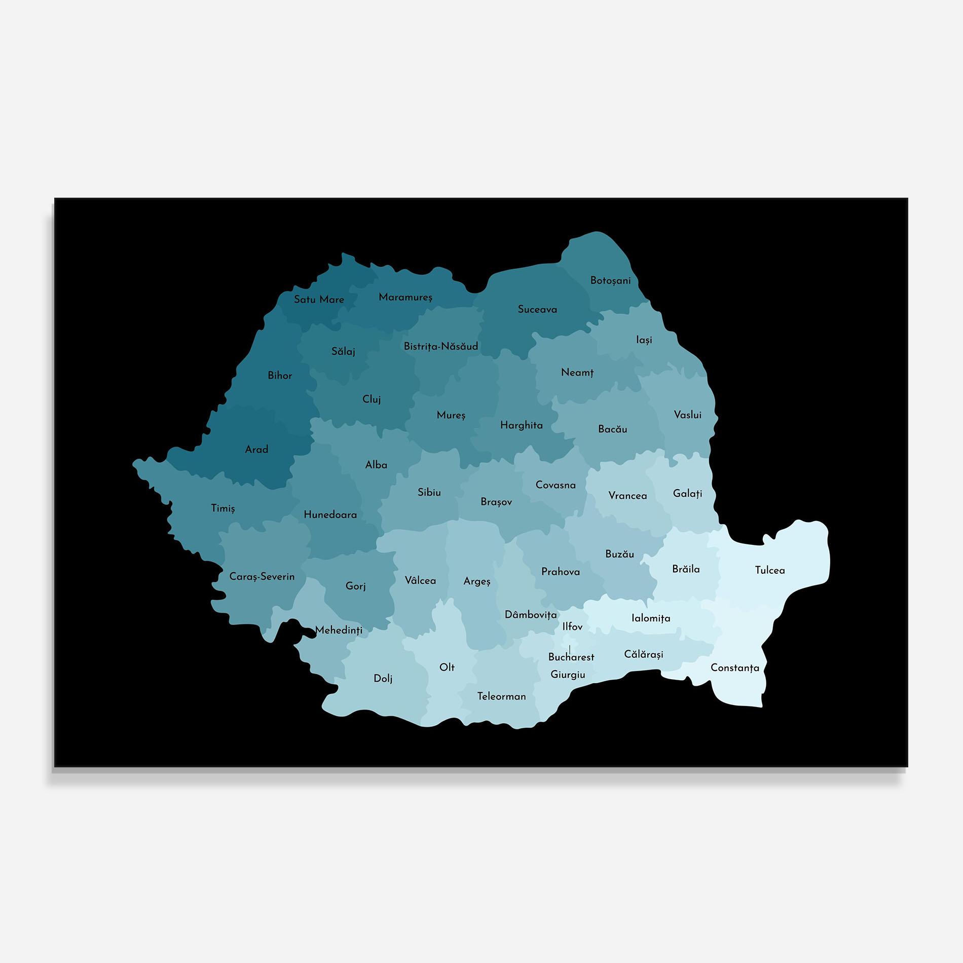 Küchenrückwand Glas Romania Blue Map mockup 0