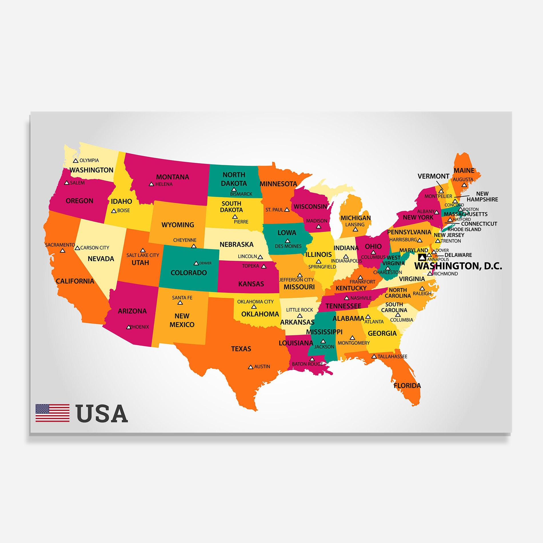 Küchenrückwand Glas Usa Map mockup 0