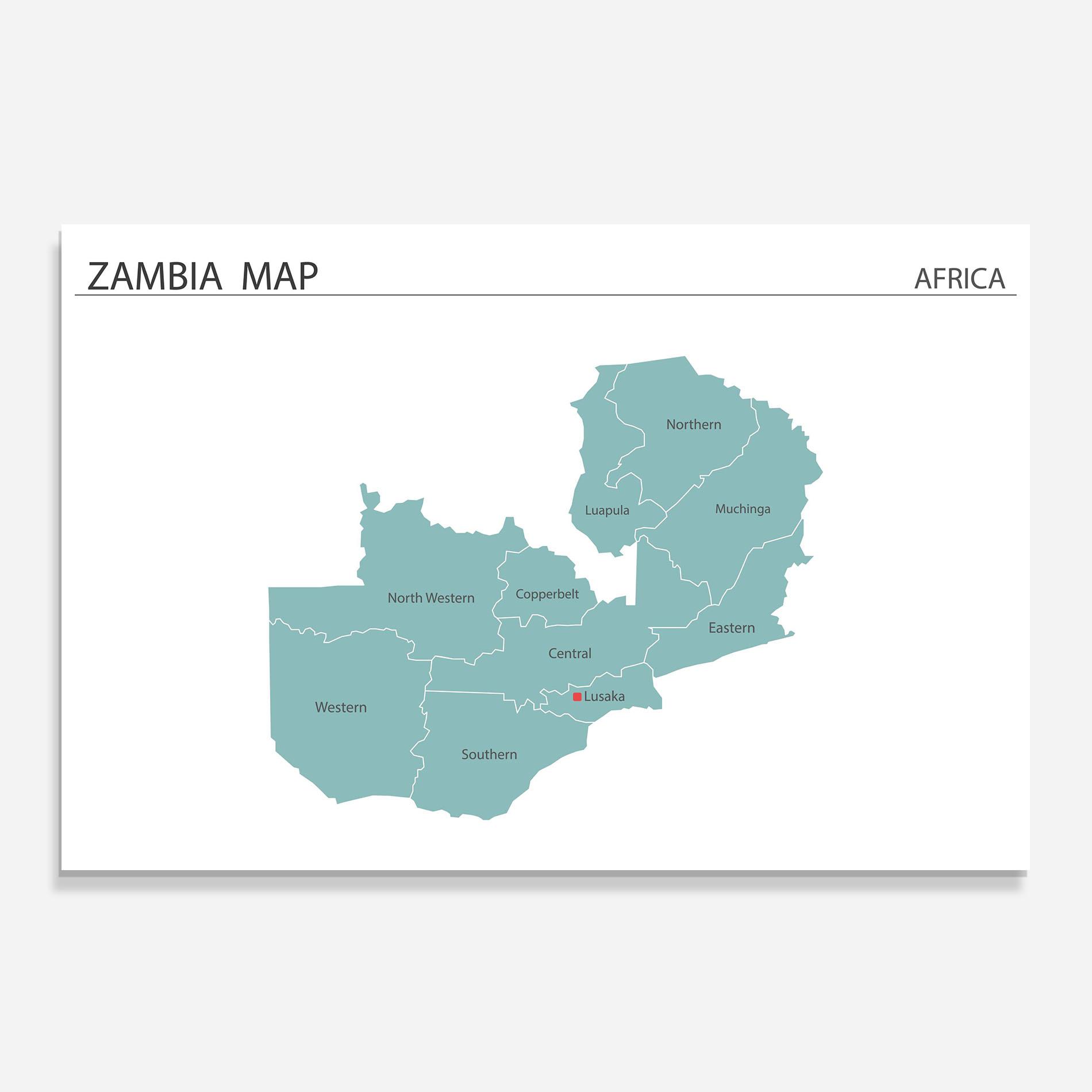 Küchenrückwand Glas Zambia Map mockup 0