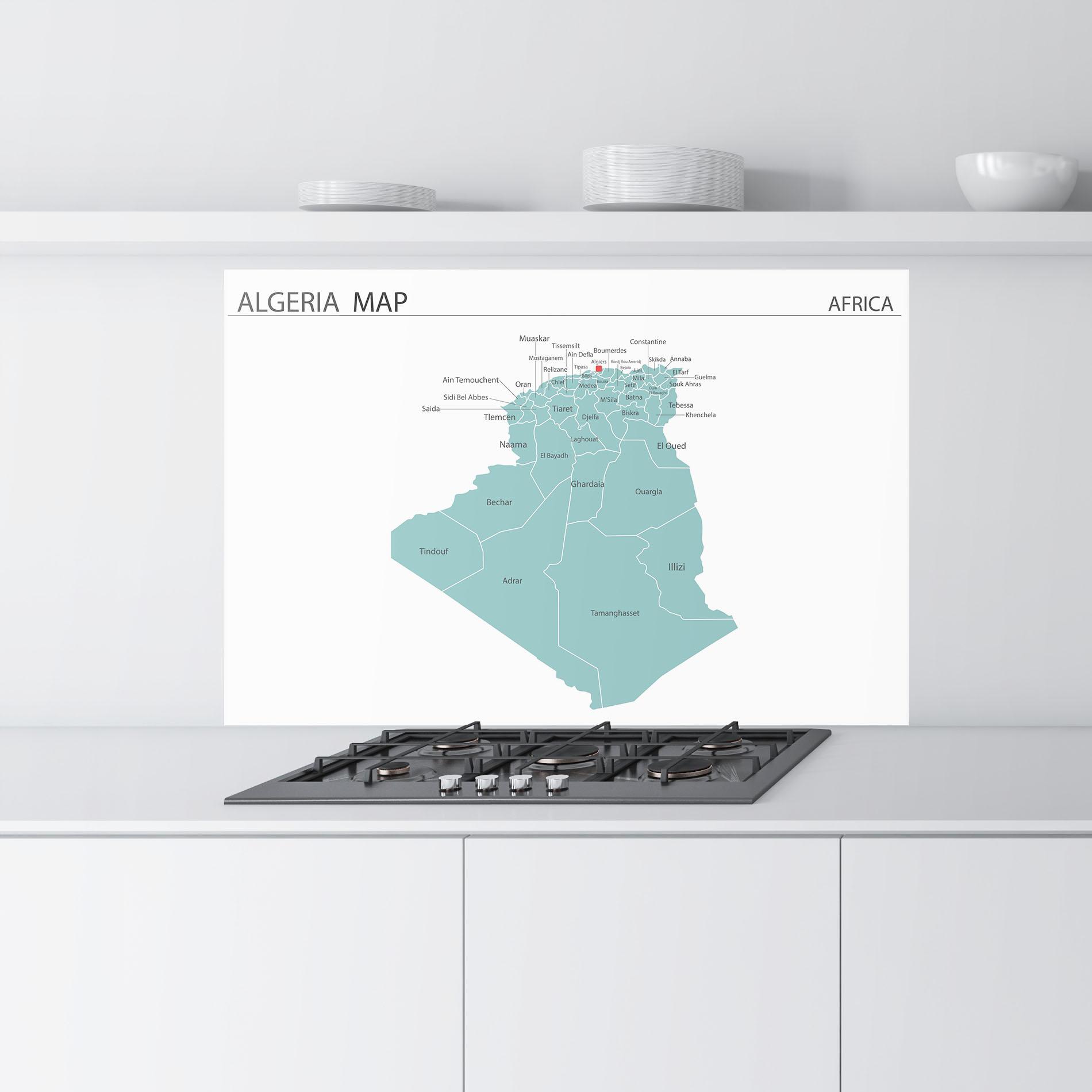 Küchenrückwand Glas Algeria Map mockup 9