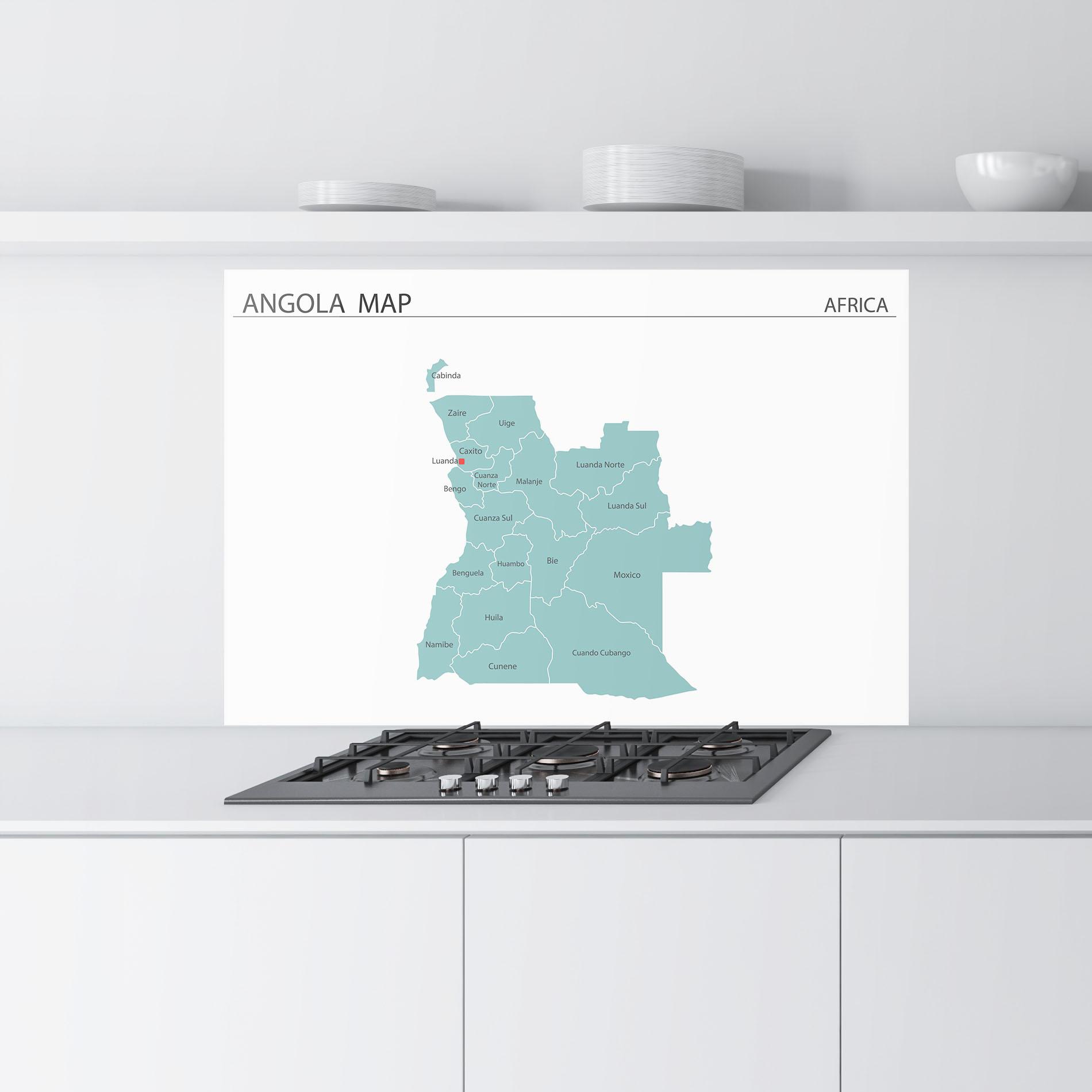 Küchenrückwand Glas Angola Map mockup 9