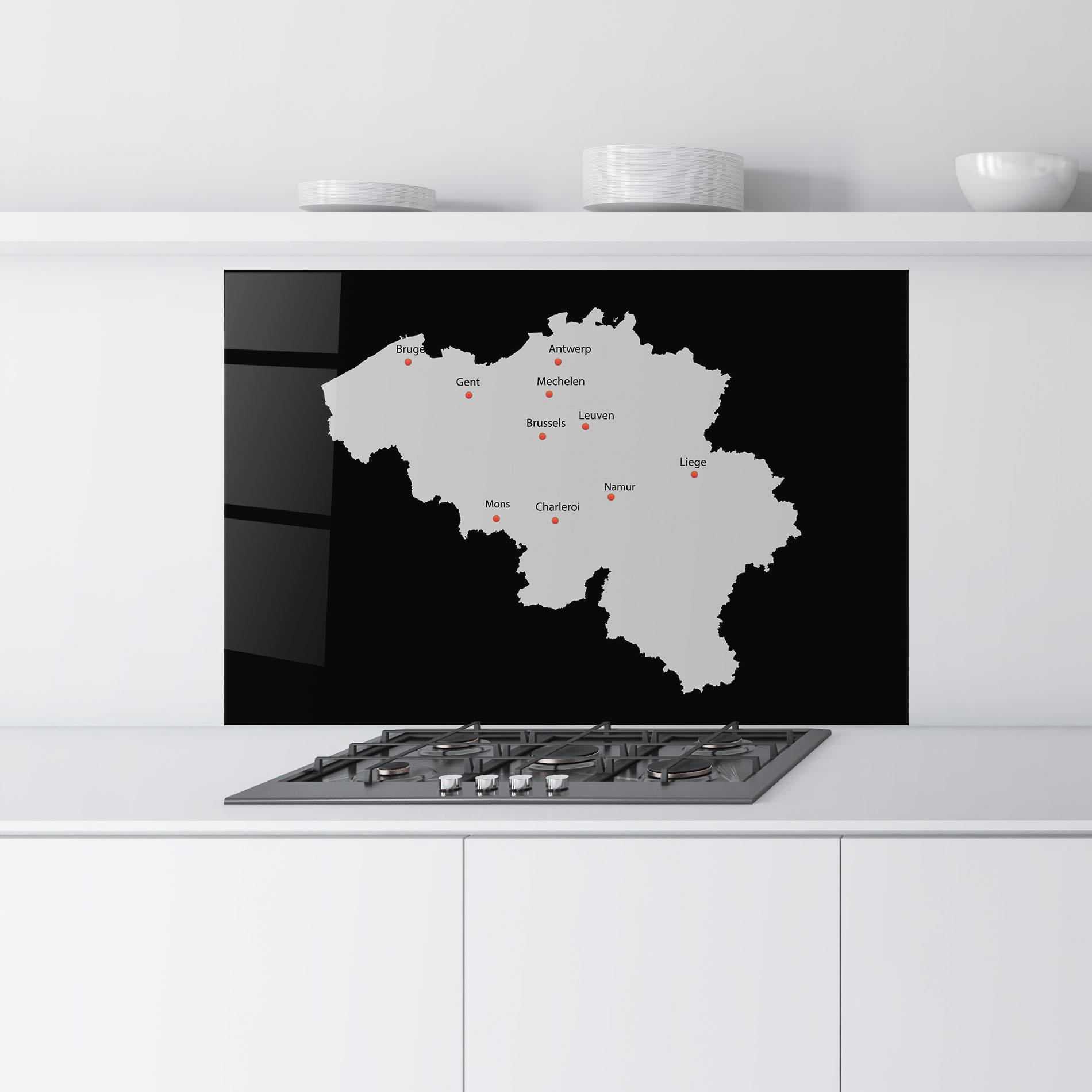 Küchenrückwand Glas Belgium Map mockup 9