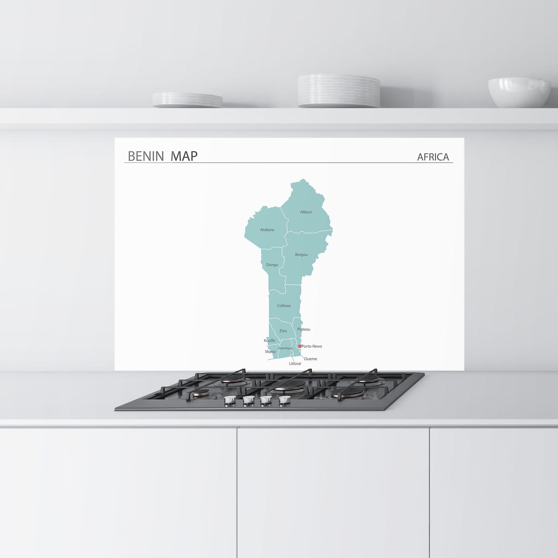 Küchenrückwand Glas Benin Map mockup 9