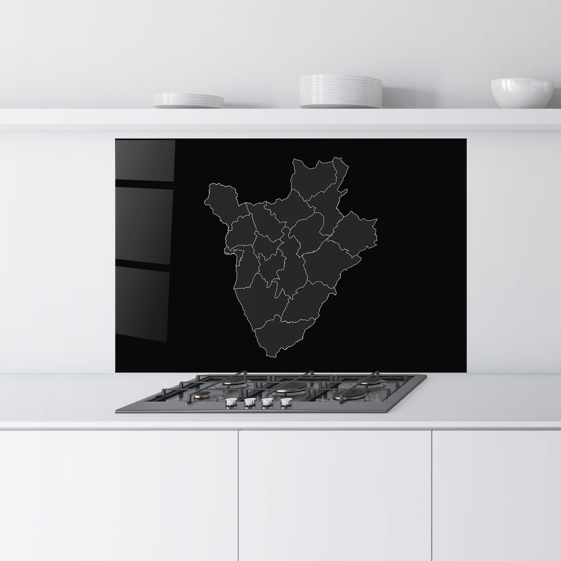 Küchenrückwand Glas Burundi Grey Map mockup 9