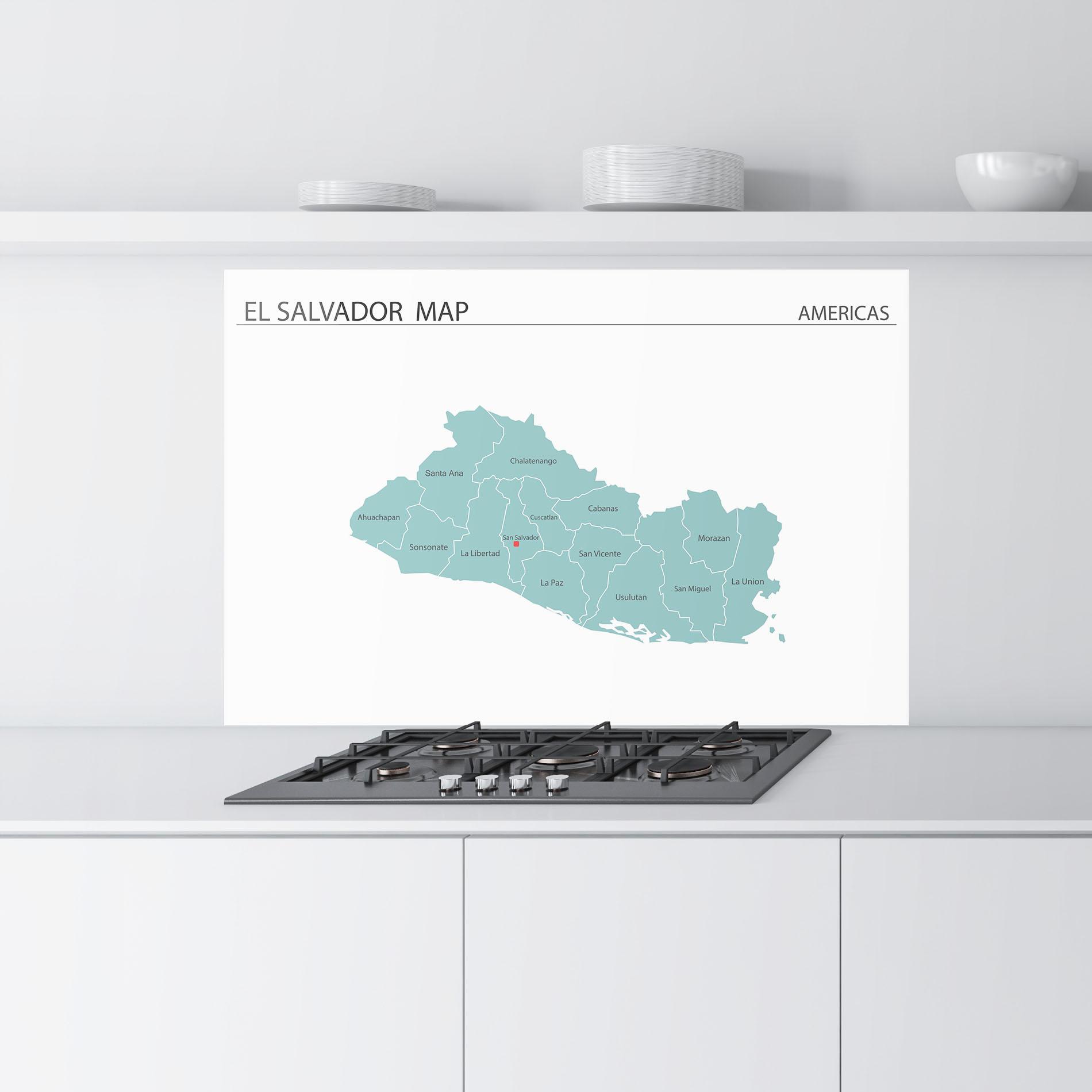 Küchenrückwand Glas El Salvador Map mockup 9