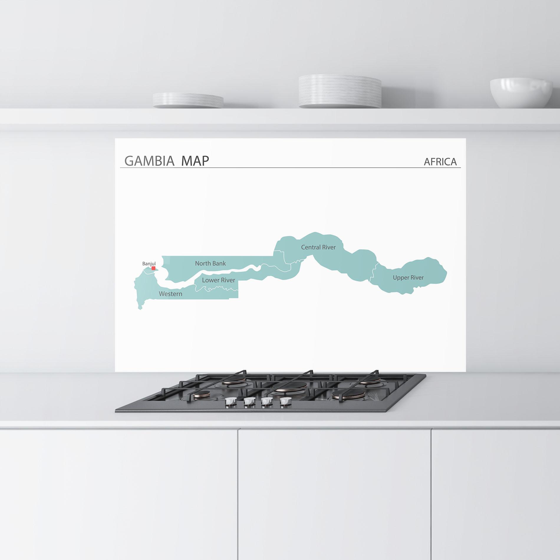 Küchenrückwand Glas Gambia Map mockup 9