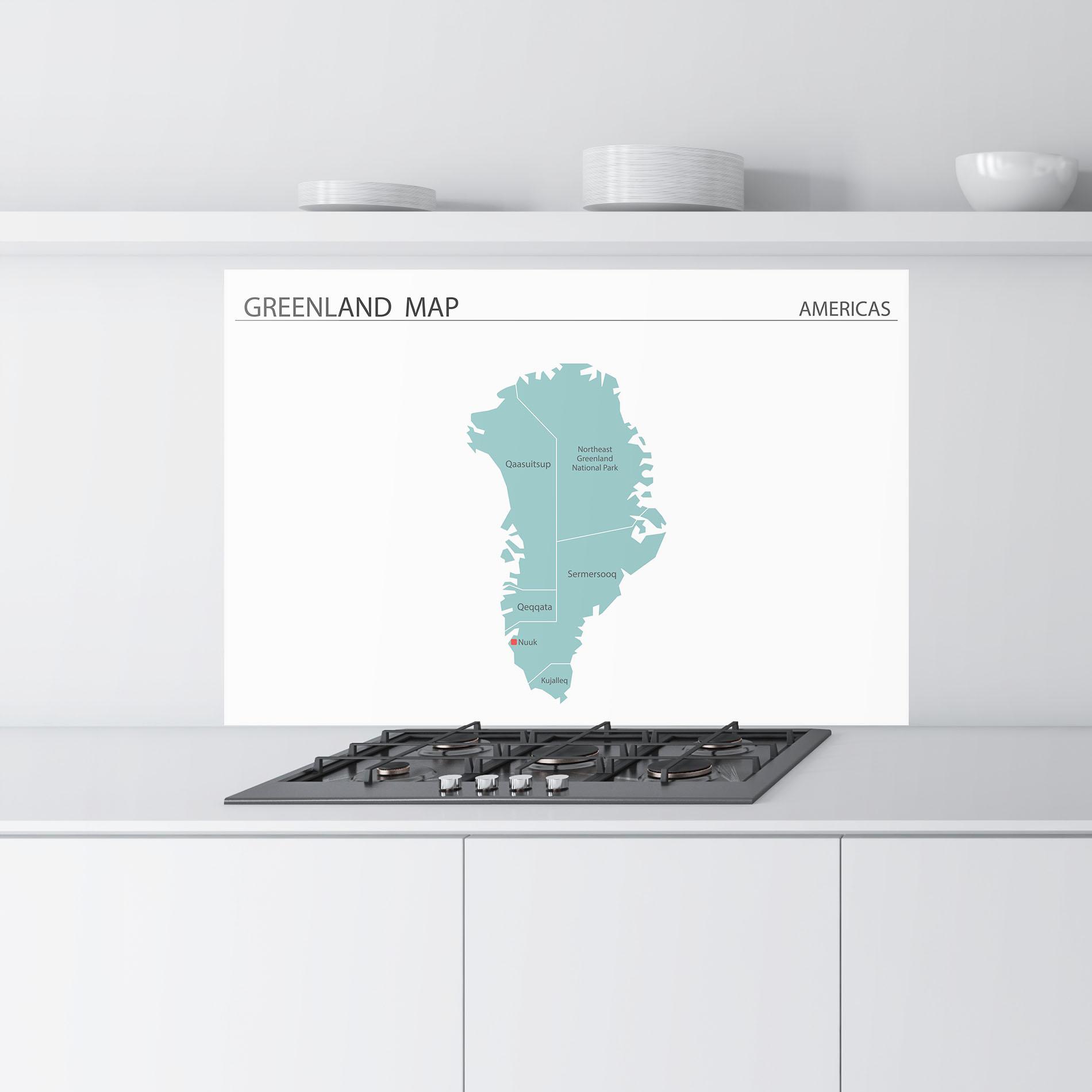 Küchenrückwand Glas Greenland Map mockup 9