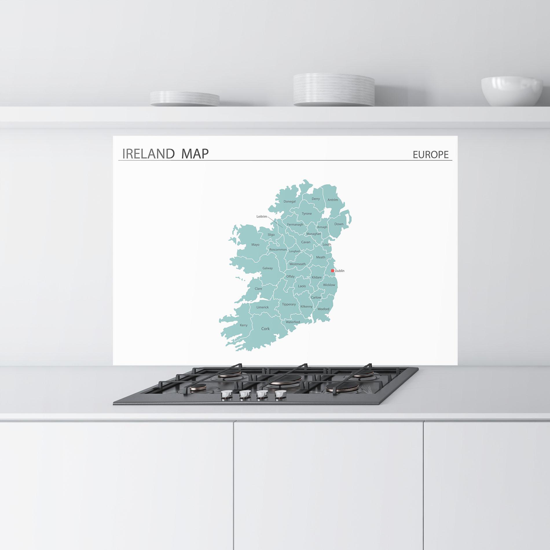 Küchenrückwand Glas Ireland Map mockup 9