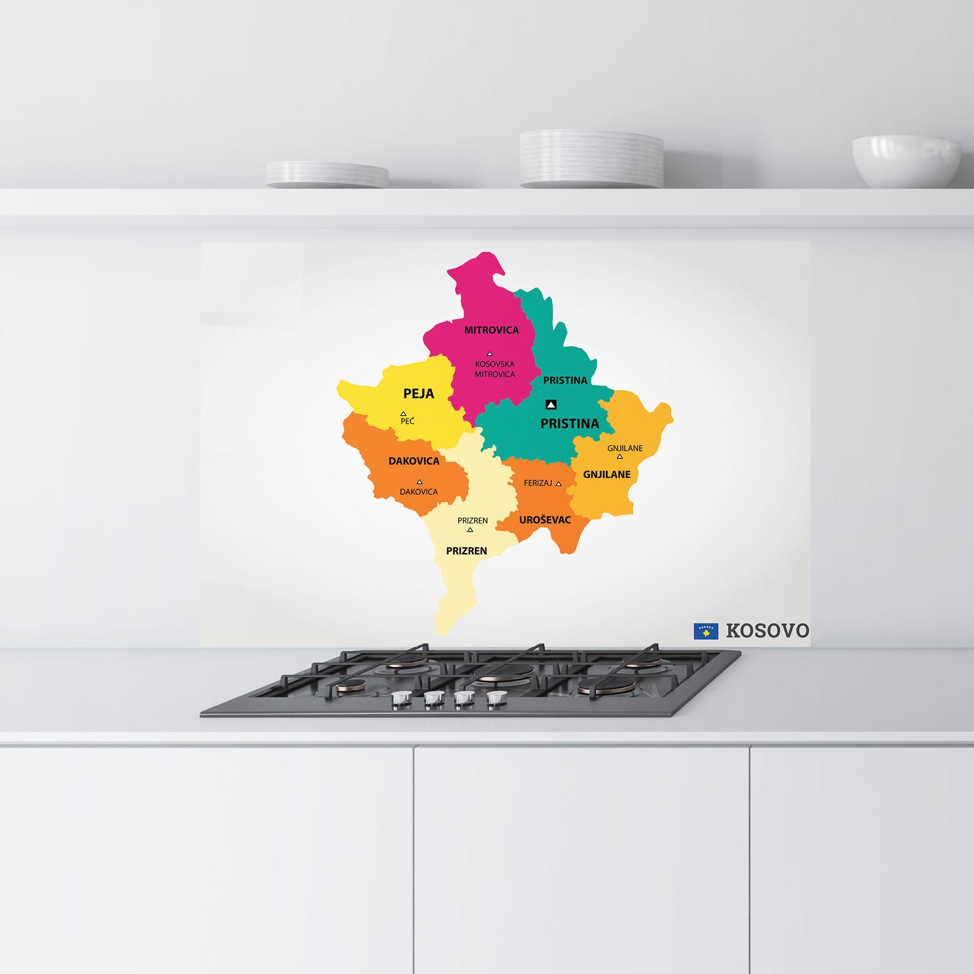 Küchenrückwand Glas Kosovo Color Map mockup 9