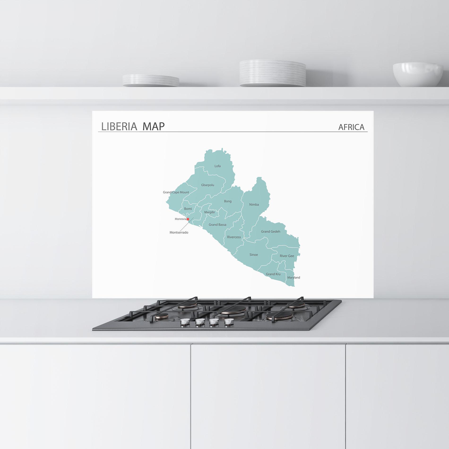 Küchenrückwand Glas Liberia Map mockup 9