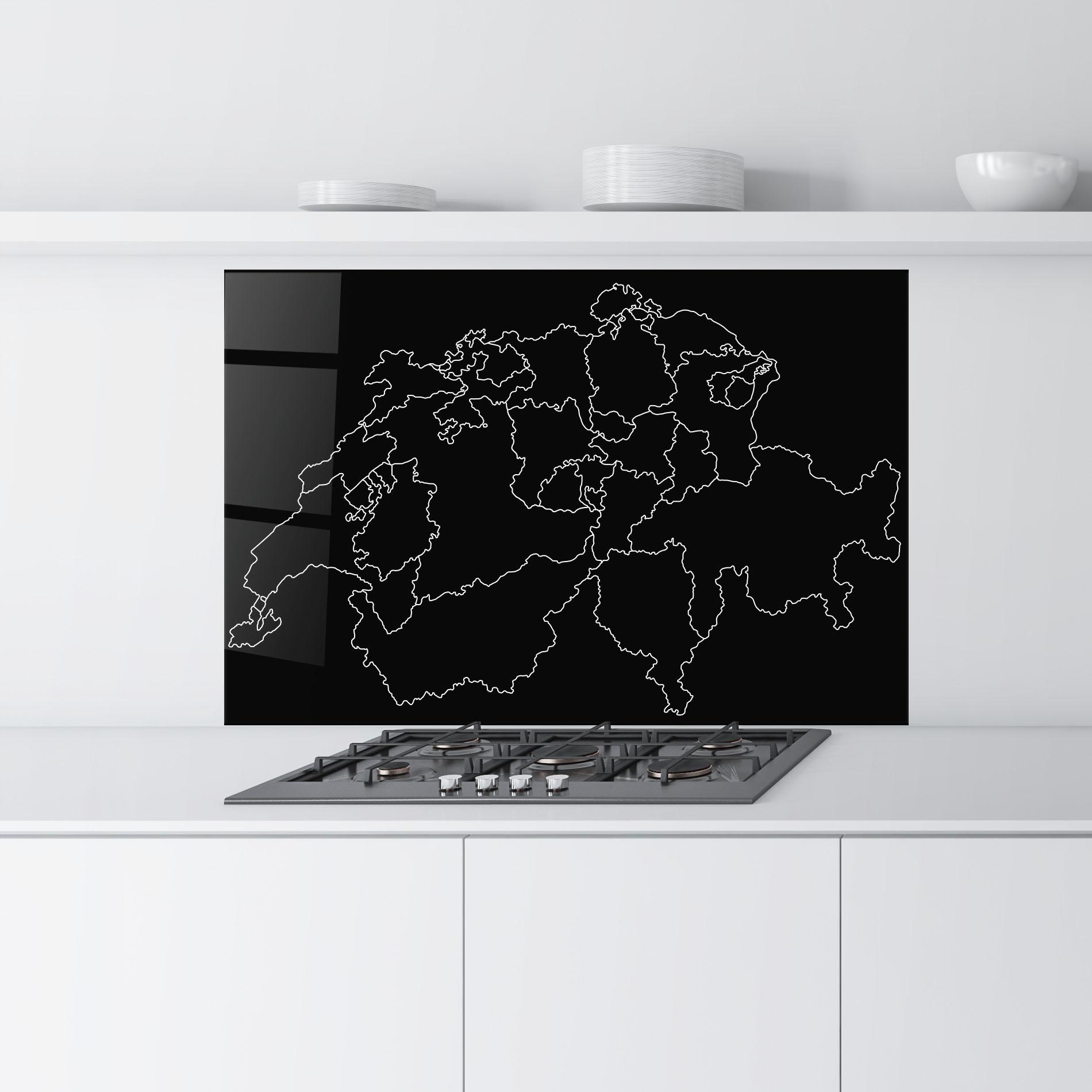 Küchenrückwand Glas Switzerland White Line mockup 9