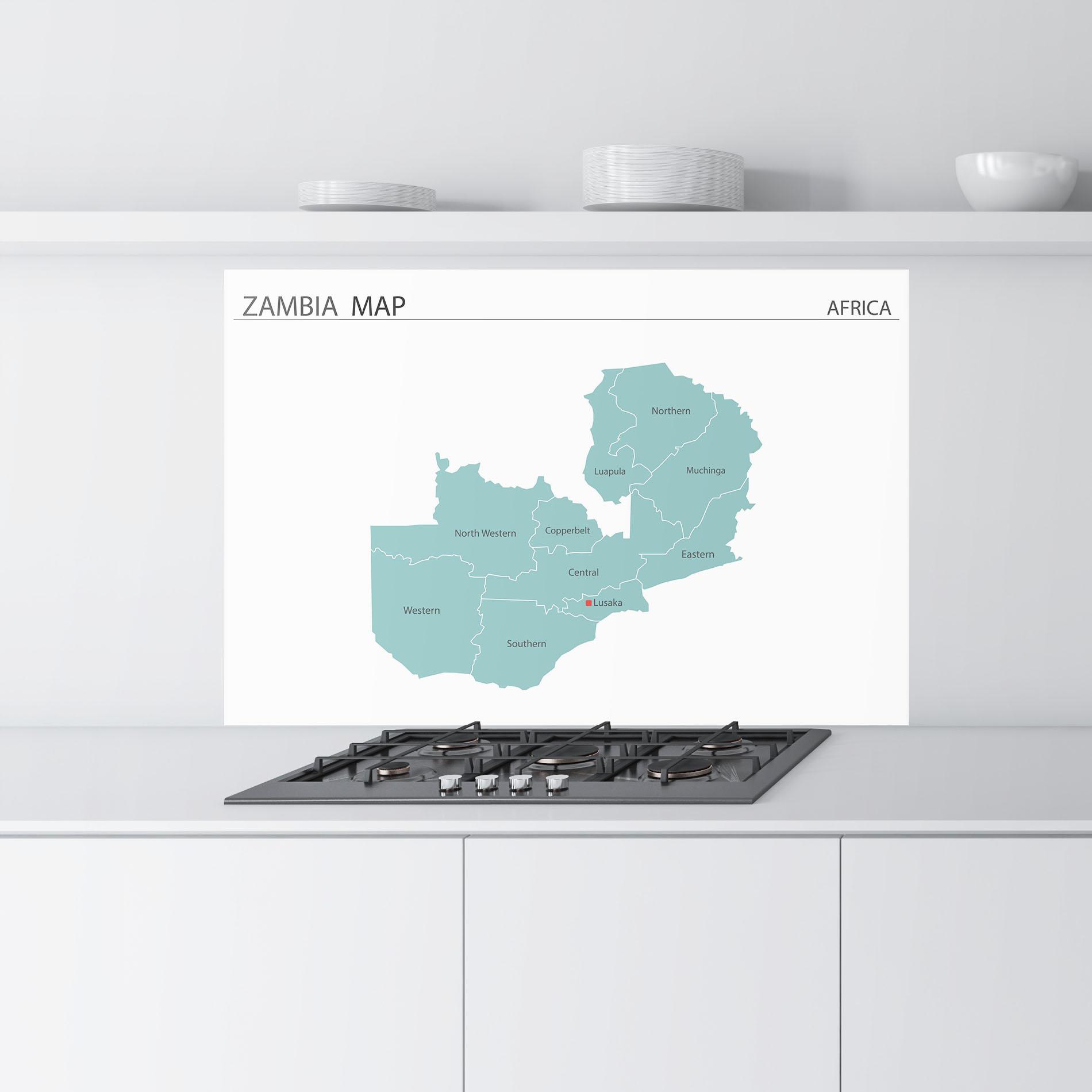 Küchenrückwand Glas Zambia Map mockup 9