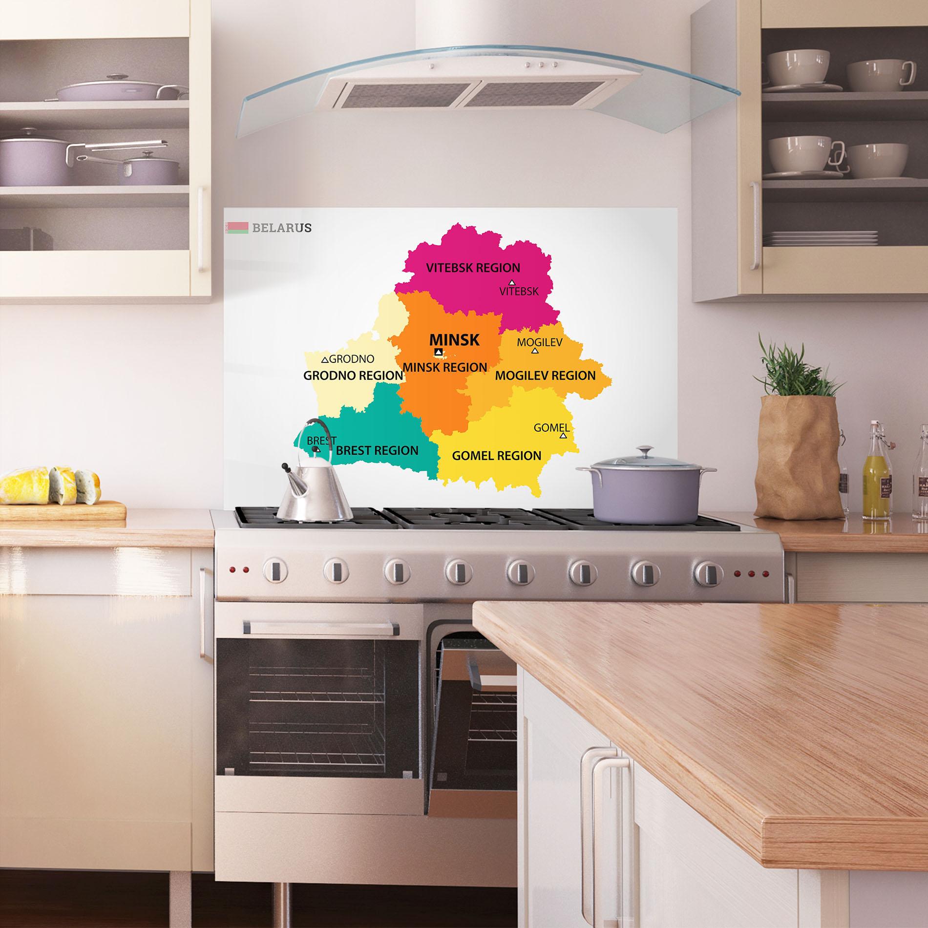 Küchenrückwand Glas Belarus Color Map mockup 1